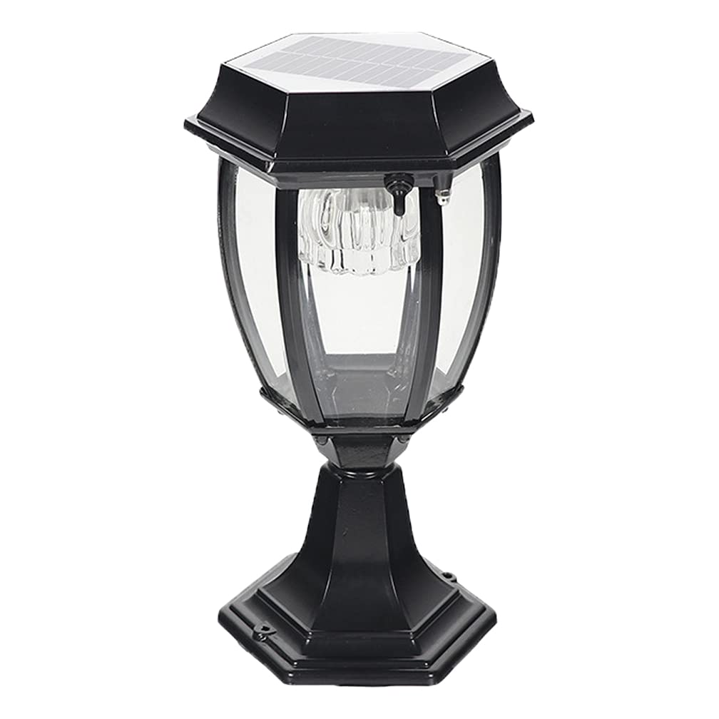 RLOZUI Solar Post Light - Outdoor Solar Lamp with Cast Aluminum Construction & Glass Lens for Garden, Yard, Pole Mount - Weatherproof Landscape Lighting (Black) - Perfect for Driveways, Pathways, and Patio Decor