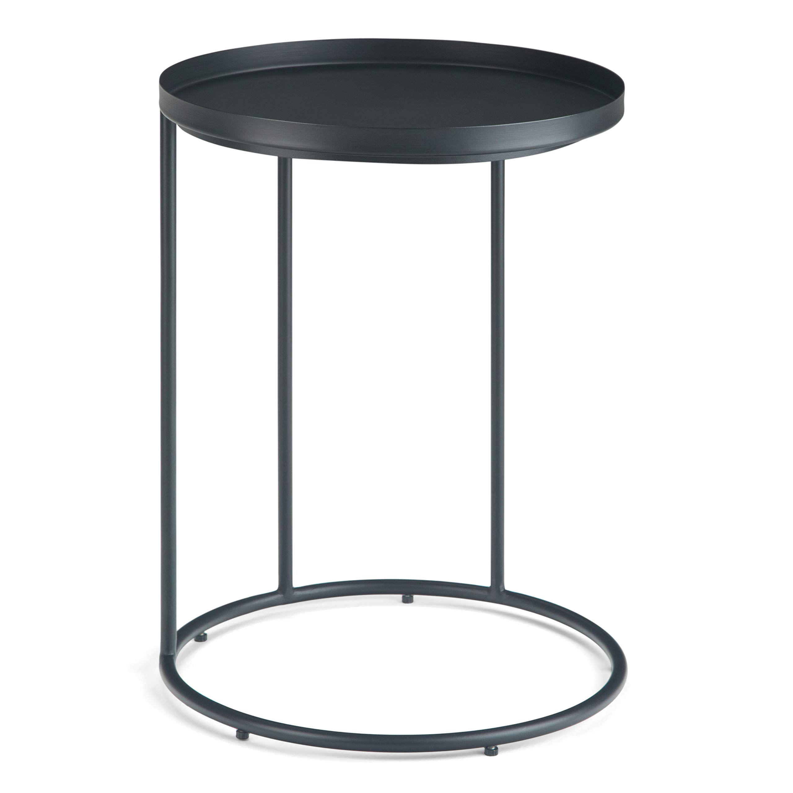 SIMPLIHOME Monet 18 Inch Wide Black Metal Accent Side Table - Fully Assembled End Table, Bedside Nightstand for Living Room & Bedroom - Perfect for Small Spaces, Coffee Table Companion & Modern Home Decor