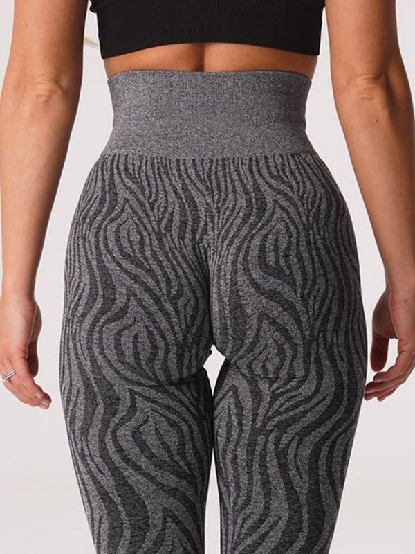 ZASUWA Women's Zebra Print High Waisted Scrunch Butt Lifting Seamless Leggings - Yoga, Workout & Casual Wear