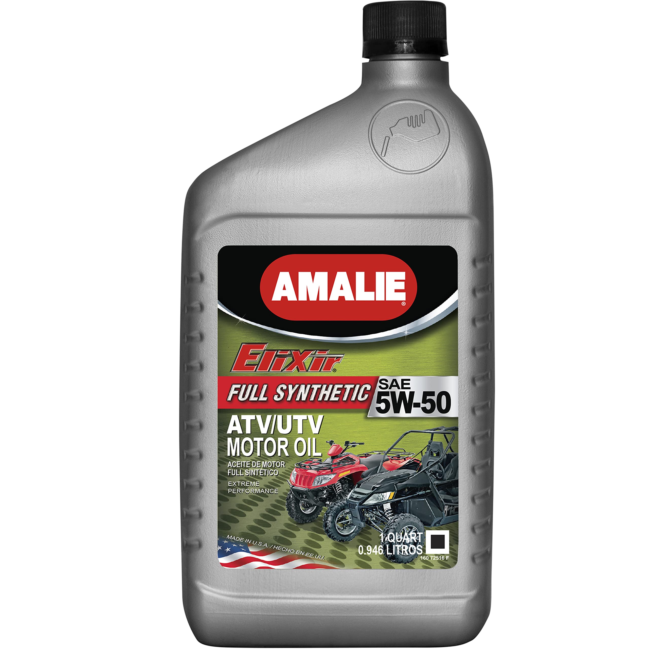 AMALIE Elixir 5W-50 Full Synthetic ATV/UTV Engine Oil - High Performance Motor Oil for Off-Road Vehicles, Dirt Bikes & Powersports (160-72516-56) 1 Quart Bottle, Pack of 12 - Ideal for Extreme Temperatures & Heavy-Duty Riding