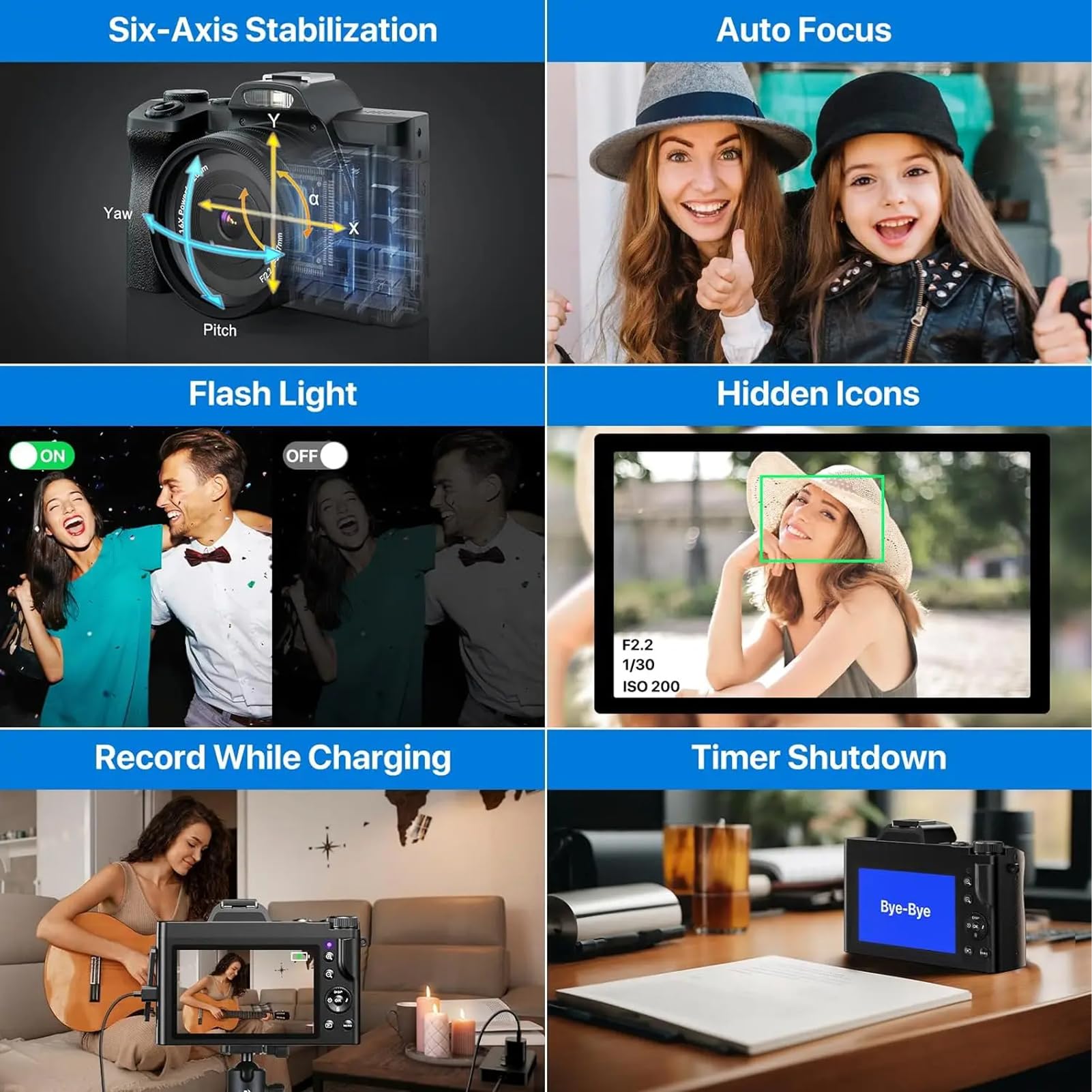 ASHATA 5K Digital Camera 48MP WiFi Vlogging Camera with 16X Zoom & Autofocus, 3.5