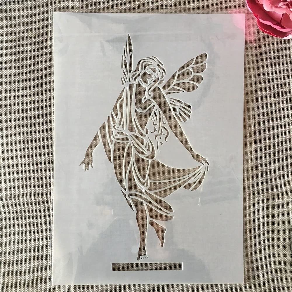 Reusable A4 29cm Dancing Angel Goddess Stencils for DIY Painting - Wall, Floor, Furniture & Scrapbook Decorations | Perfect for Home Decor, Craft Projects & Artistic Designs