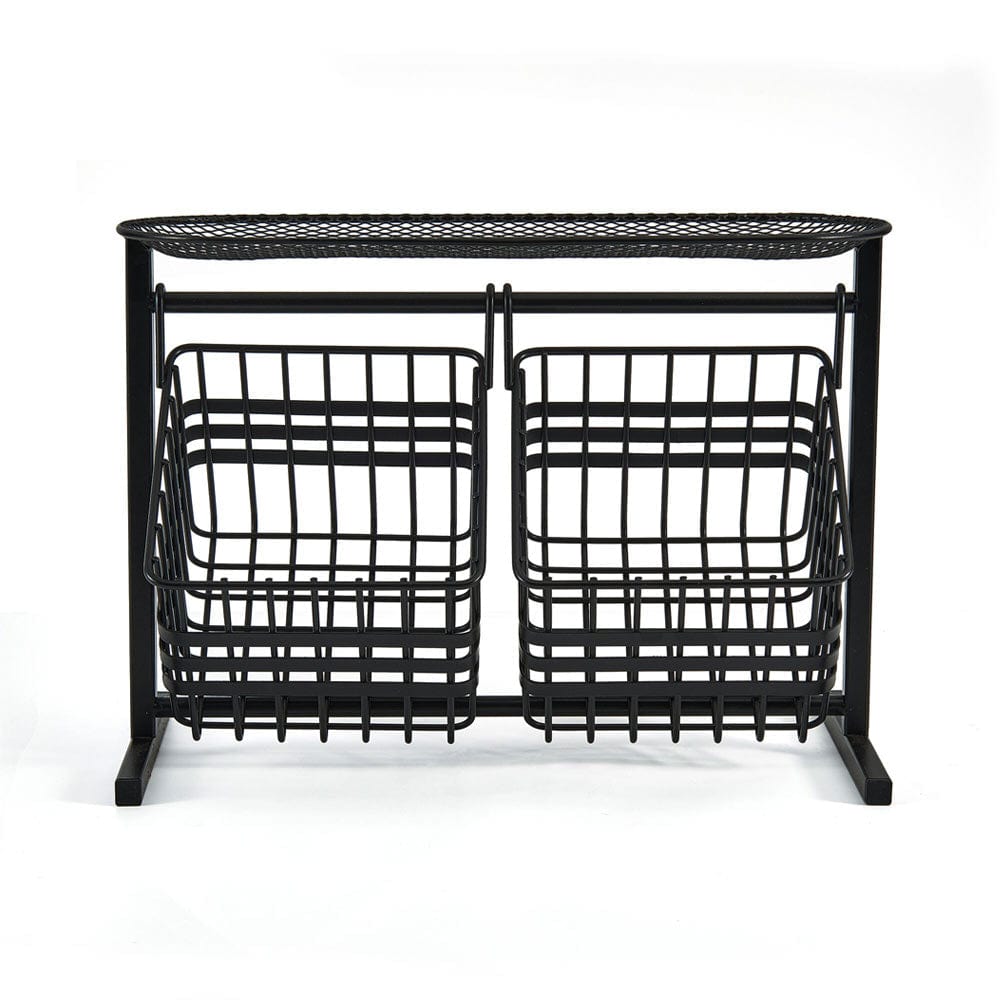 2-Tier Woven Storage Basket with Handles - Organizer for Home, Office, Nursery & Bathroom - Perfect for Toys, Books, Laundry & Bath Essentials