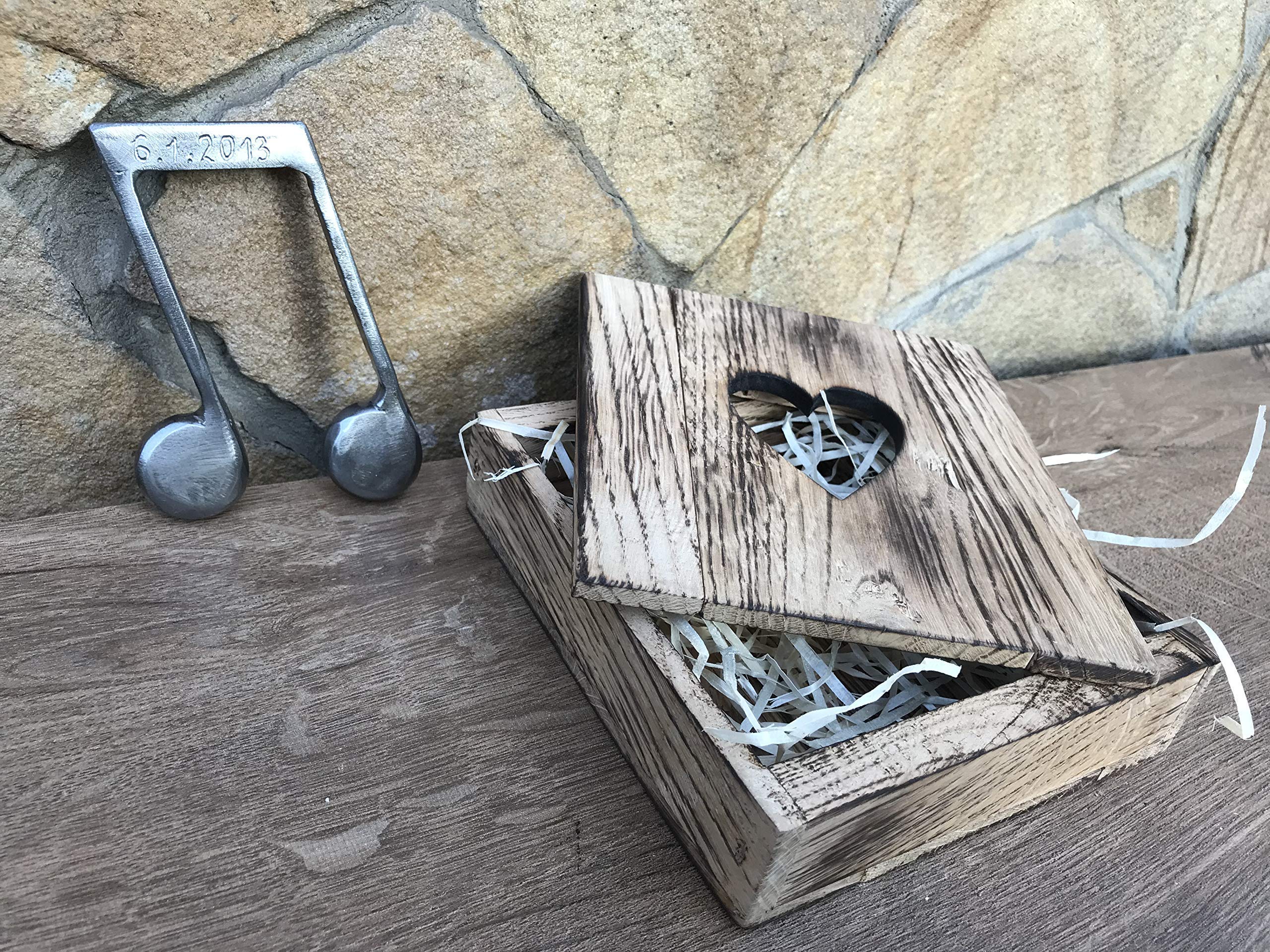 6th Anniversary Gift - Elegant Iron & Wood Music Note Sculpture with Treble Clef - Perfect for Couples, Musicians & Romantic Occasions