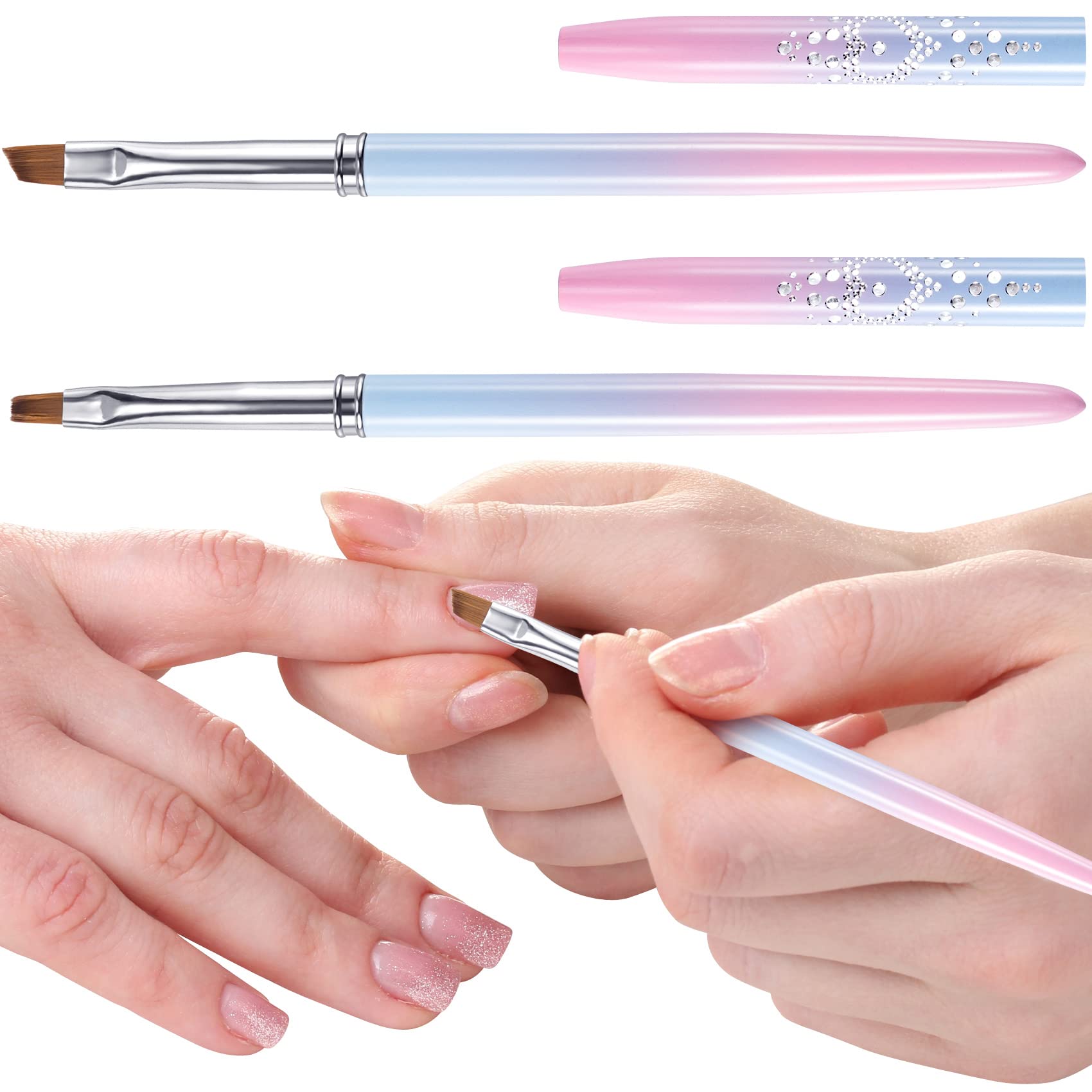 ANCIRS 2 Pack Professional Nail Cleaning Brushes - 8mm Flat & 7.5mm Angled Head, Acetone-Resistant Nail Art Manicure Tools for Polish and Cuticle Cleanup | Perfect for Salon, Home Manicure & DIY Nail Care