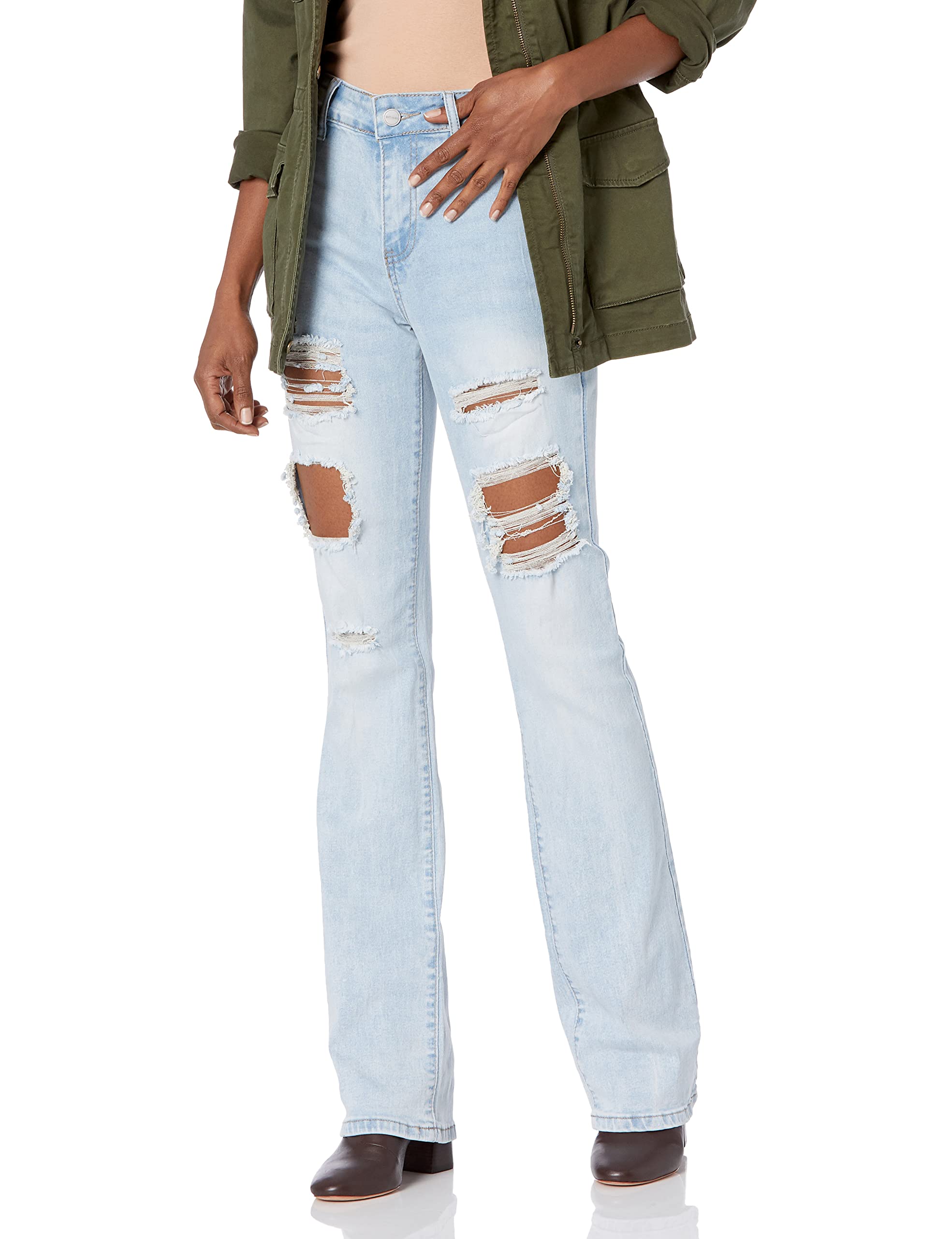 Women's High Waisted Flare Jeans - Vintage Distressed Denim Pants for Casual & Retro Style | Perfect for Everyday Wear, Date Nights & 70s Fashion Looks