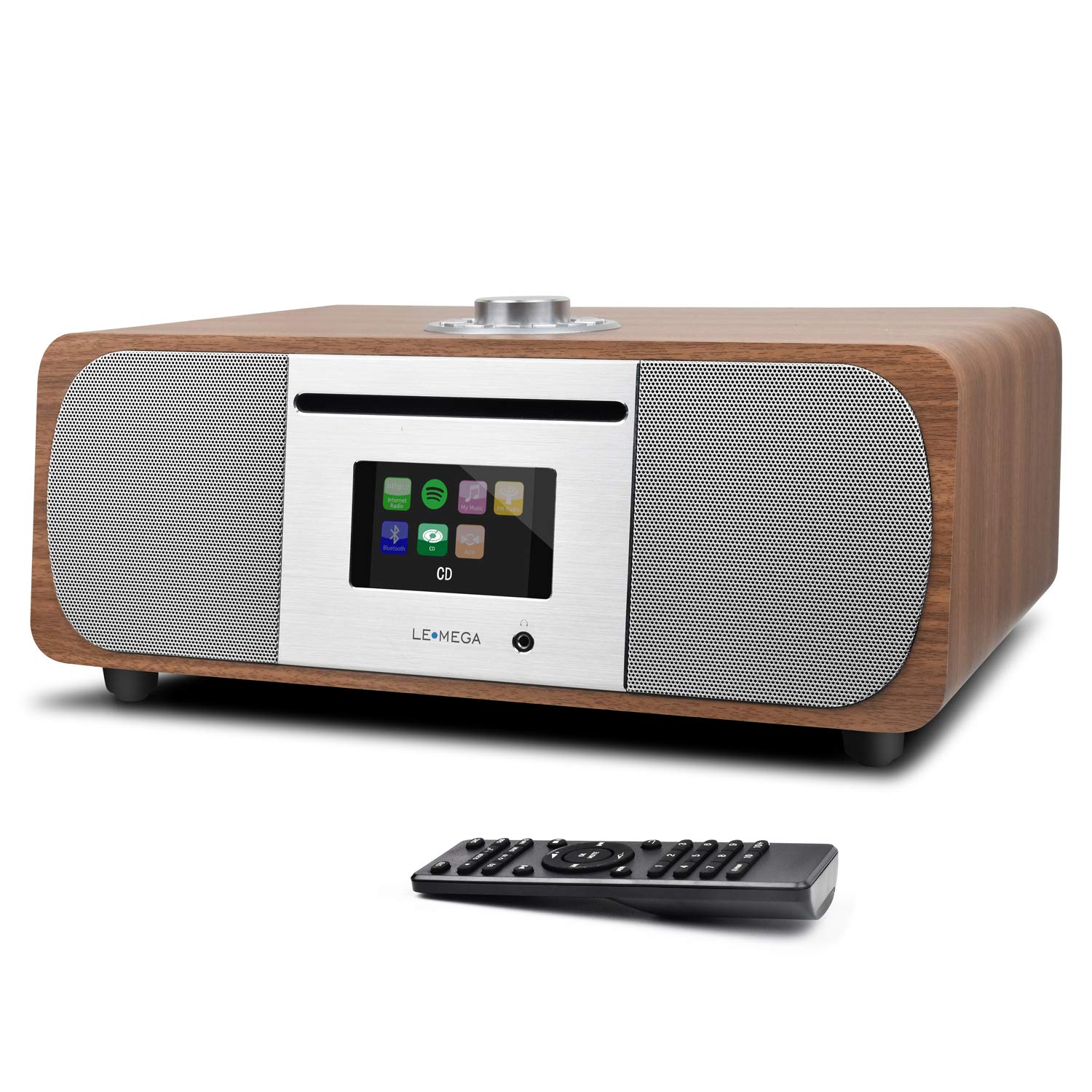 LEMEGA M5P 35W Premium Wireless Music System with CD Player, FM Digital Radio, WiFi Internet Radio, Spotify Connect, Bluetooth Speaker - Walnut Finish | Perfect for Home, Office & Bedroom Entertainment