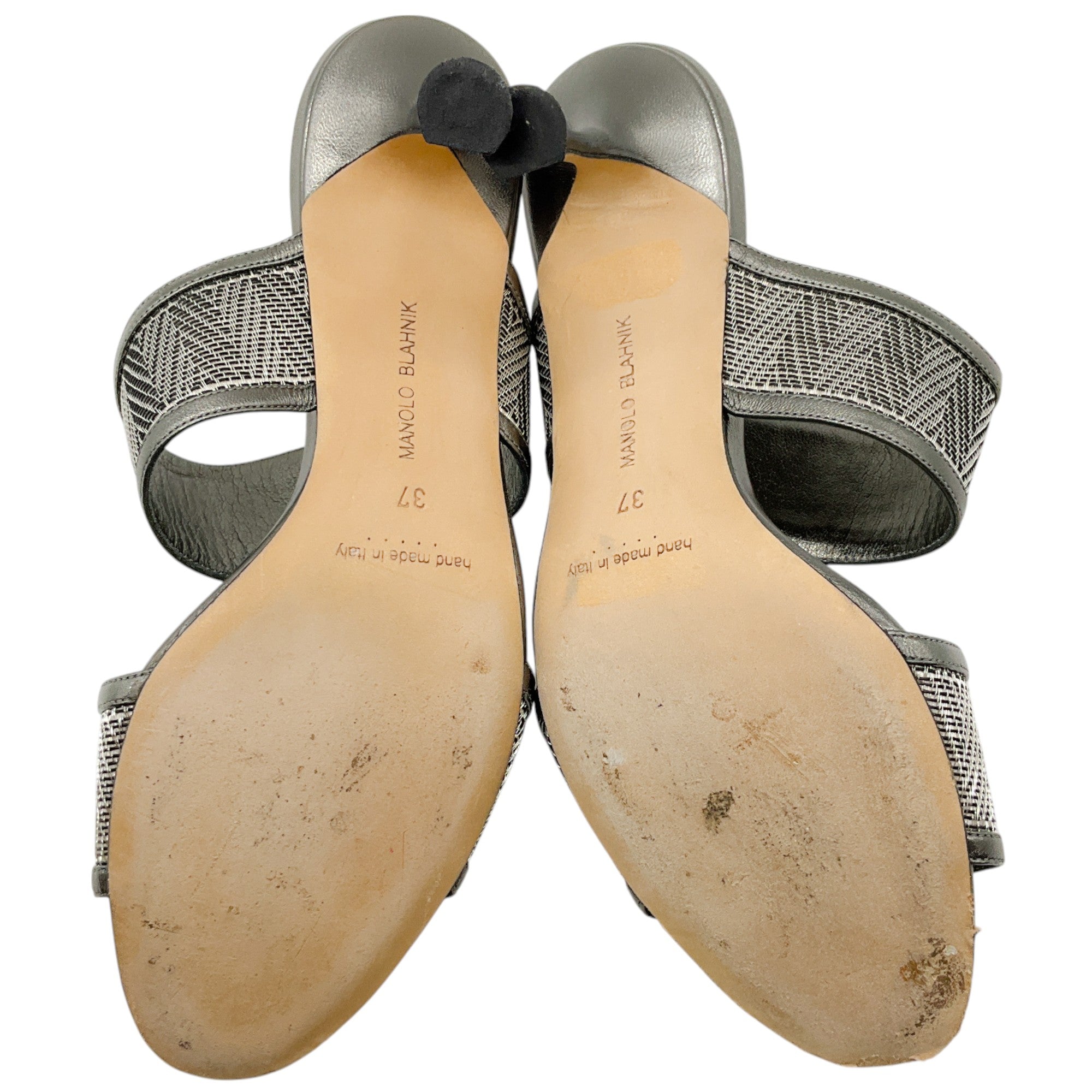 Manolo Blahnik Anthracite Bezant Two Strap Sandals for Women | Luxury Designer Heels for Weddings, Parties & Special Occasions