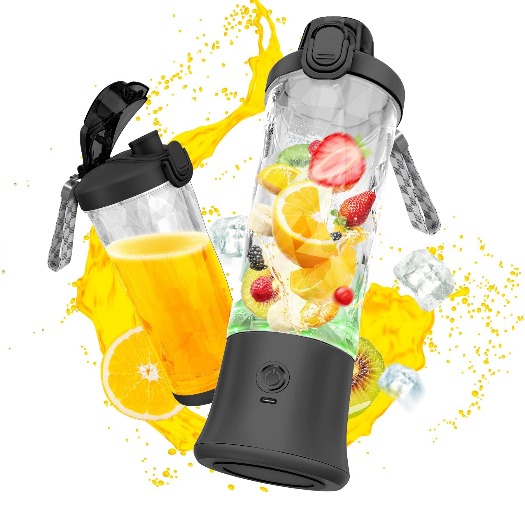 Portable Blender for Shakes & Smoothies - 20oz USB Rechargeable Personal Blender with Travel Lid - Compact Mini Blender Cup for Home, Office, Gym & Travel - Perfect for Protein Shakes, Fruit Smoothies & Healthy Drinks On The Go (Black)