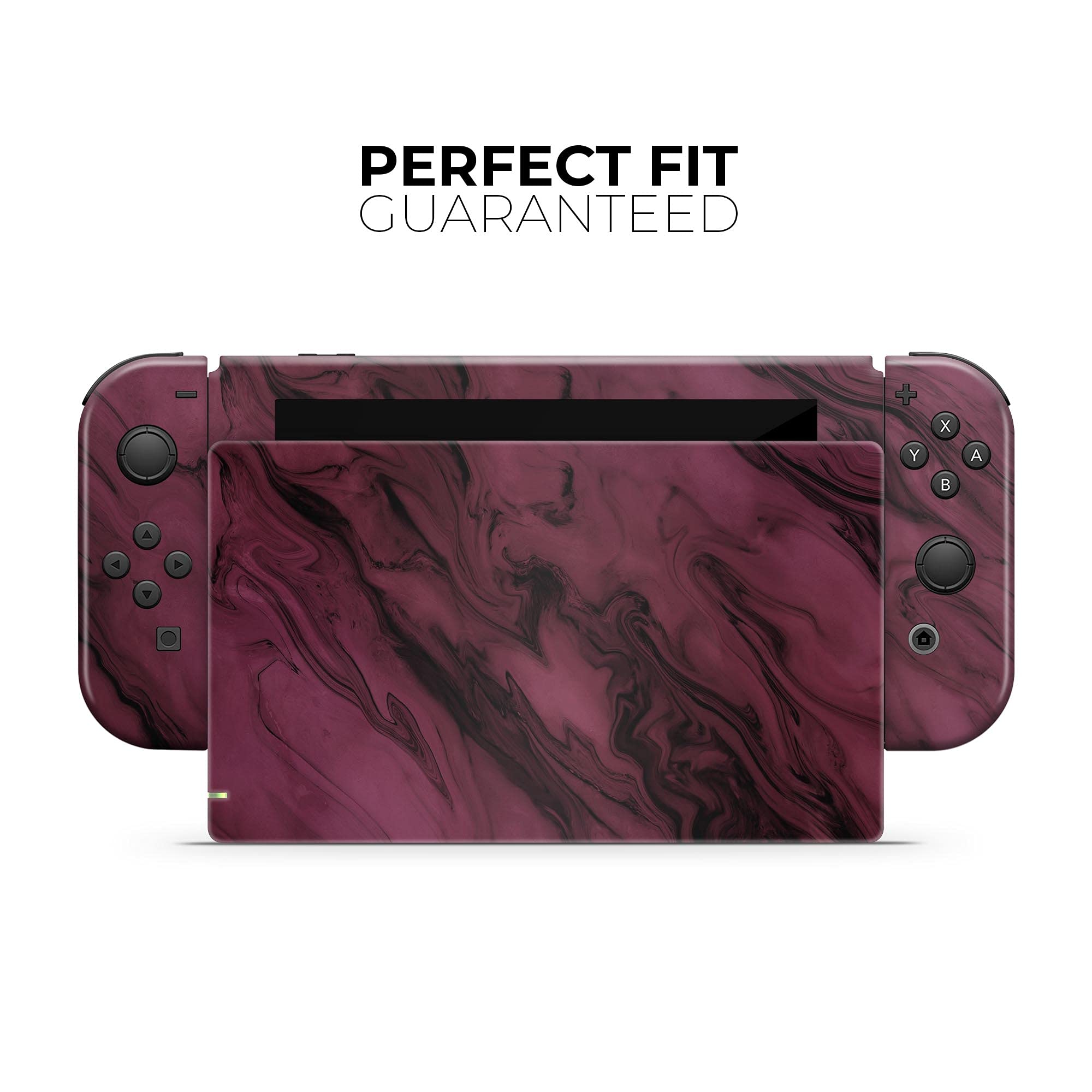 Nintendo Switch Skin Decal - Black & Pink Marble Vinyl Wrap Cover | Scratch-Resistant, Removable Protective Case | Compatible with Switch Console Bundle | Perfect for Gaming Protection & Customization