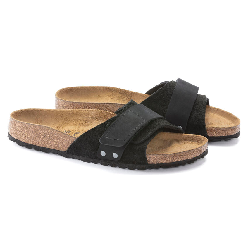 Birkenstock Women's Oita Suede Leather Sandals - Black | Comfortable Slip-On Casual Shoes for Walking, Travel & Everyday Wear