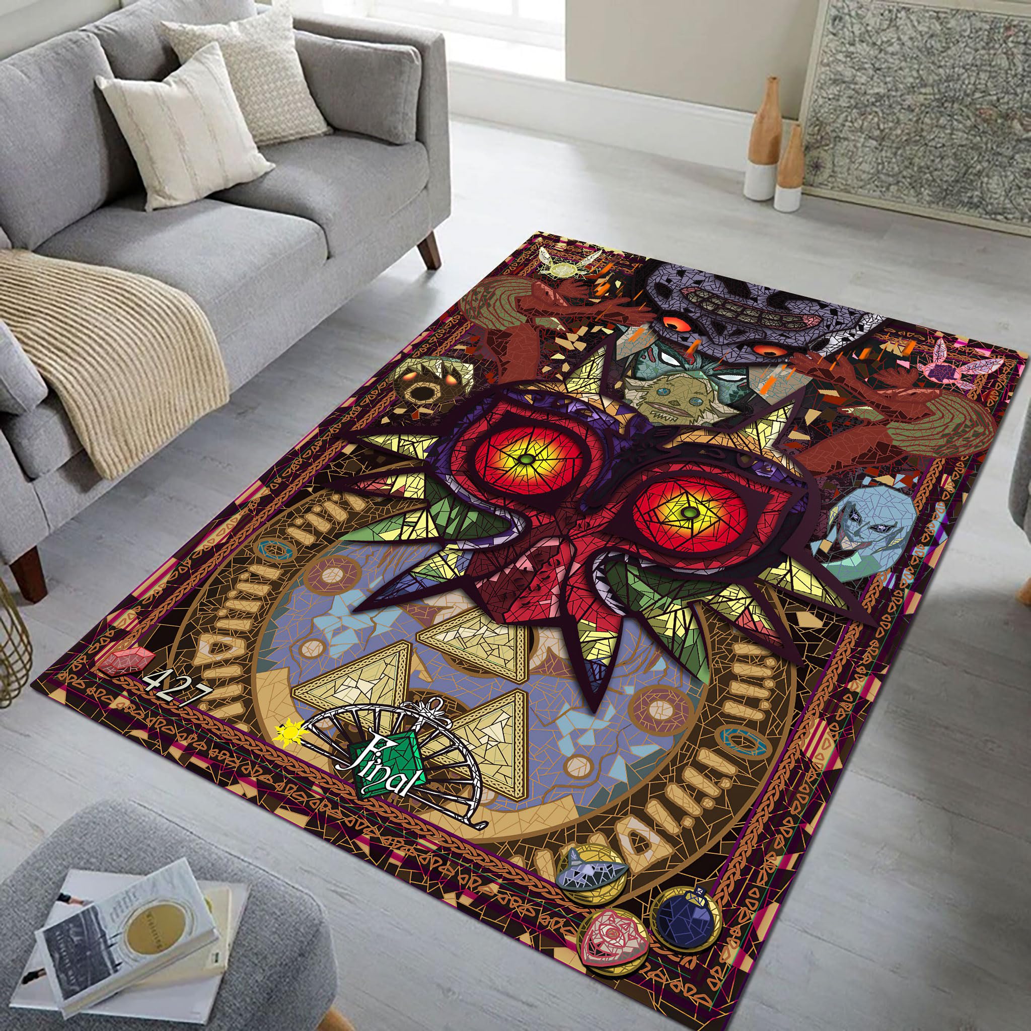 SHOUSE Legend of Zelda Gaming Rug 8x10 Feet - Washable Area Carpet for Game Room, Bedroom & Living Room - Home Decor for Gaming Enthusiasts & Kids (96x72 inches) - Perfect for Nintendo Themed Rooms & Geek Culture Home Design