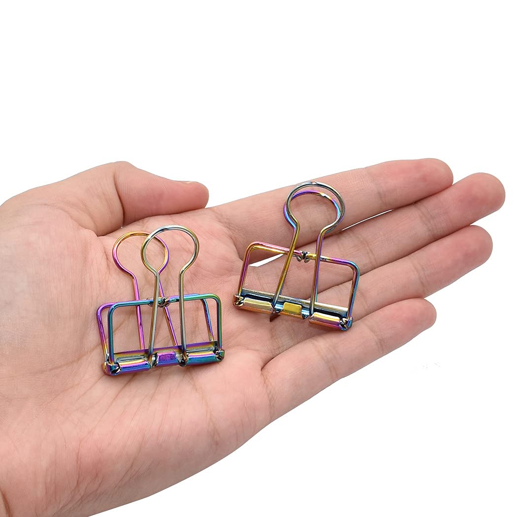 Colorful 32mm Binder Clips for Office & School - Strong Paper Clamps in Rainbow Colors - Perfect for Organizing Documents, Photos, and Art Projects