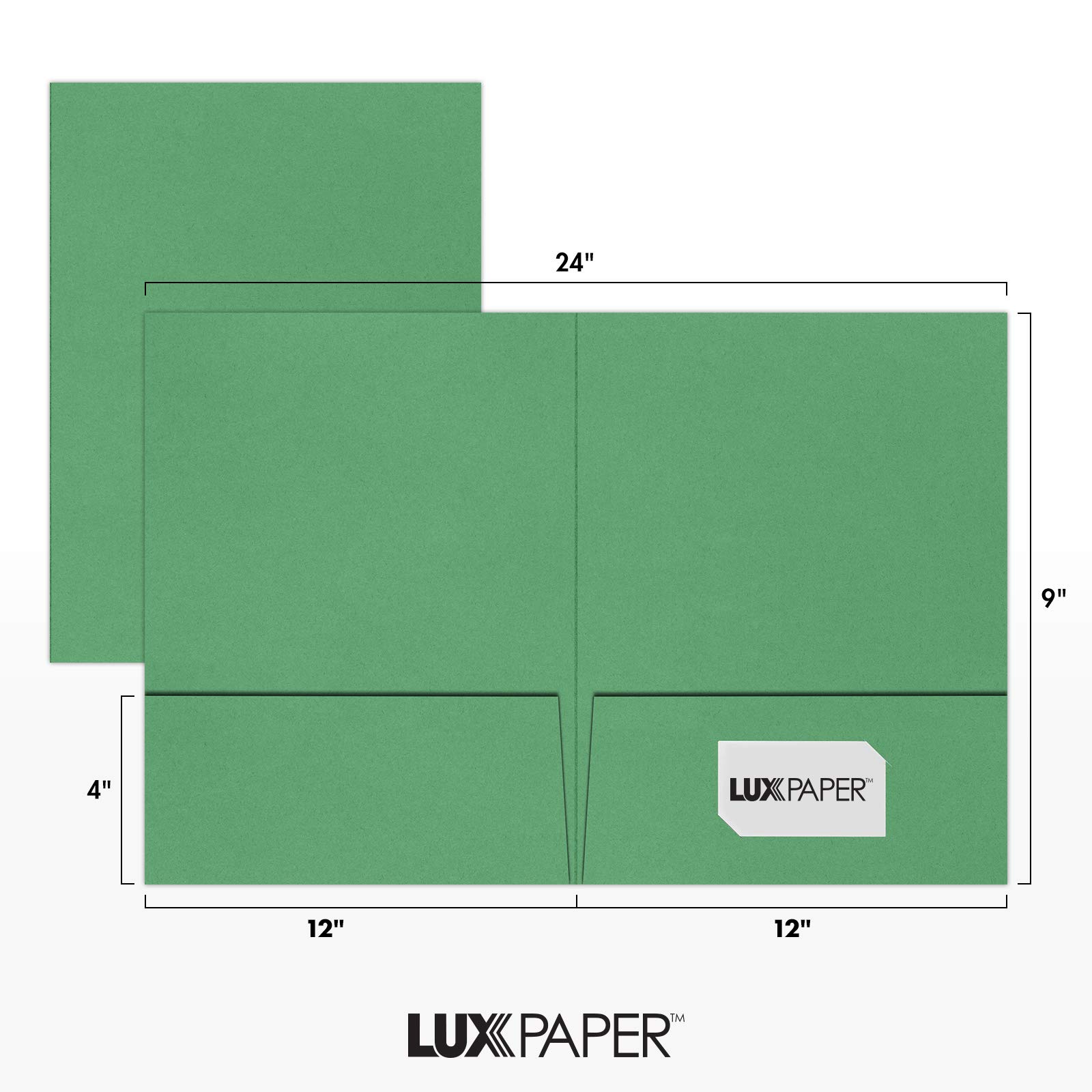 Premium 9 x 12 Presentation Folders - 100 lb. Holiday Green with 2 Pockets - Holds Standard 8.5 x 11 Paper - Ideal for Professional Documents, Brochures, School Reports - 50 Pack (Green) - Perfect for Office, School, Business Meetings & Document Organization