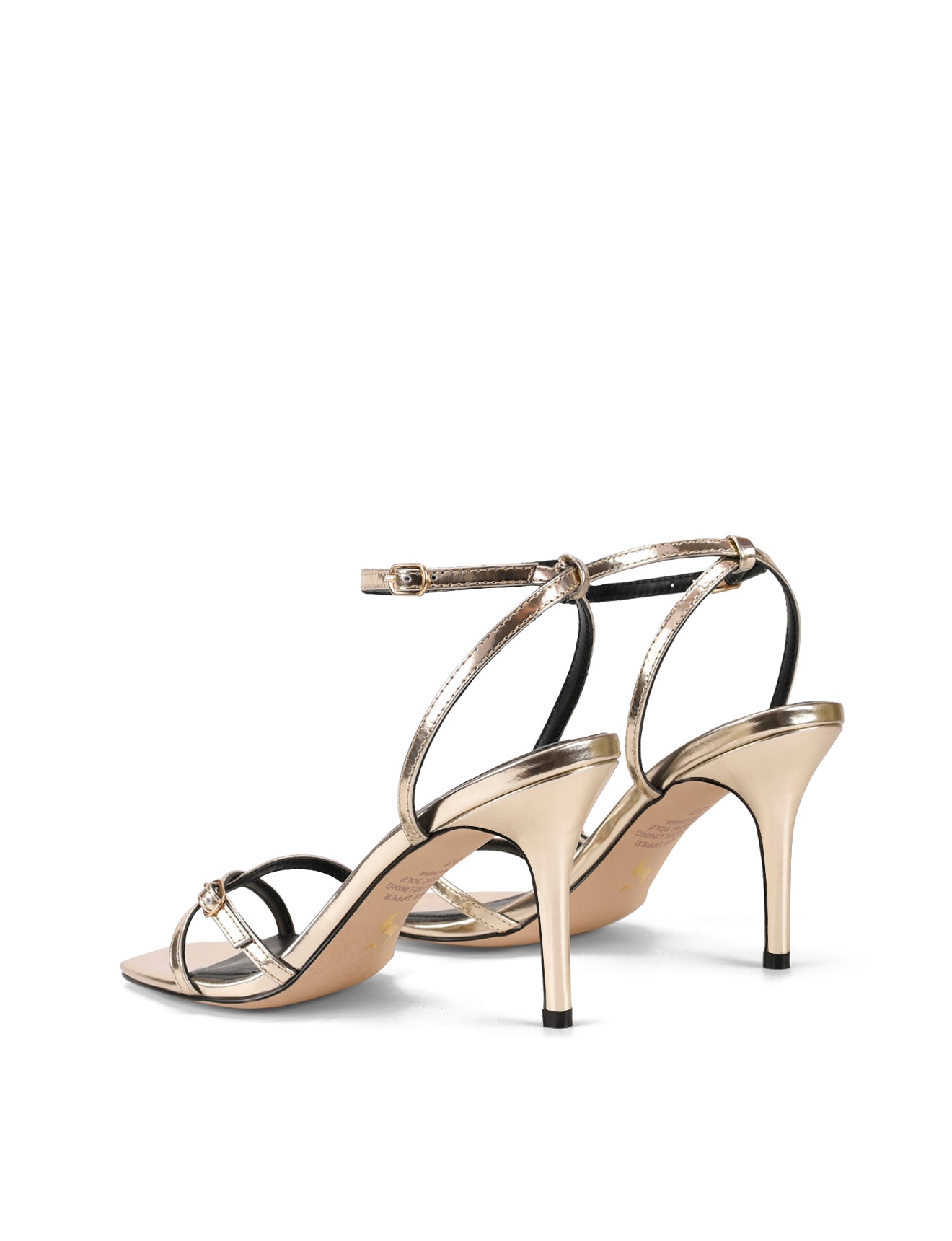 Niah Strappy Sandals - Gold Mirror Metallic Leather Women's Dress Sandals for Wedding, Party & Evening Wear | Comfortable Heels for Special Occasions