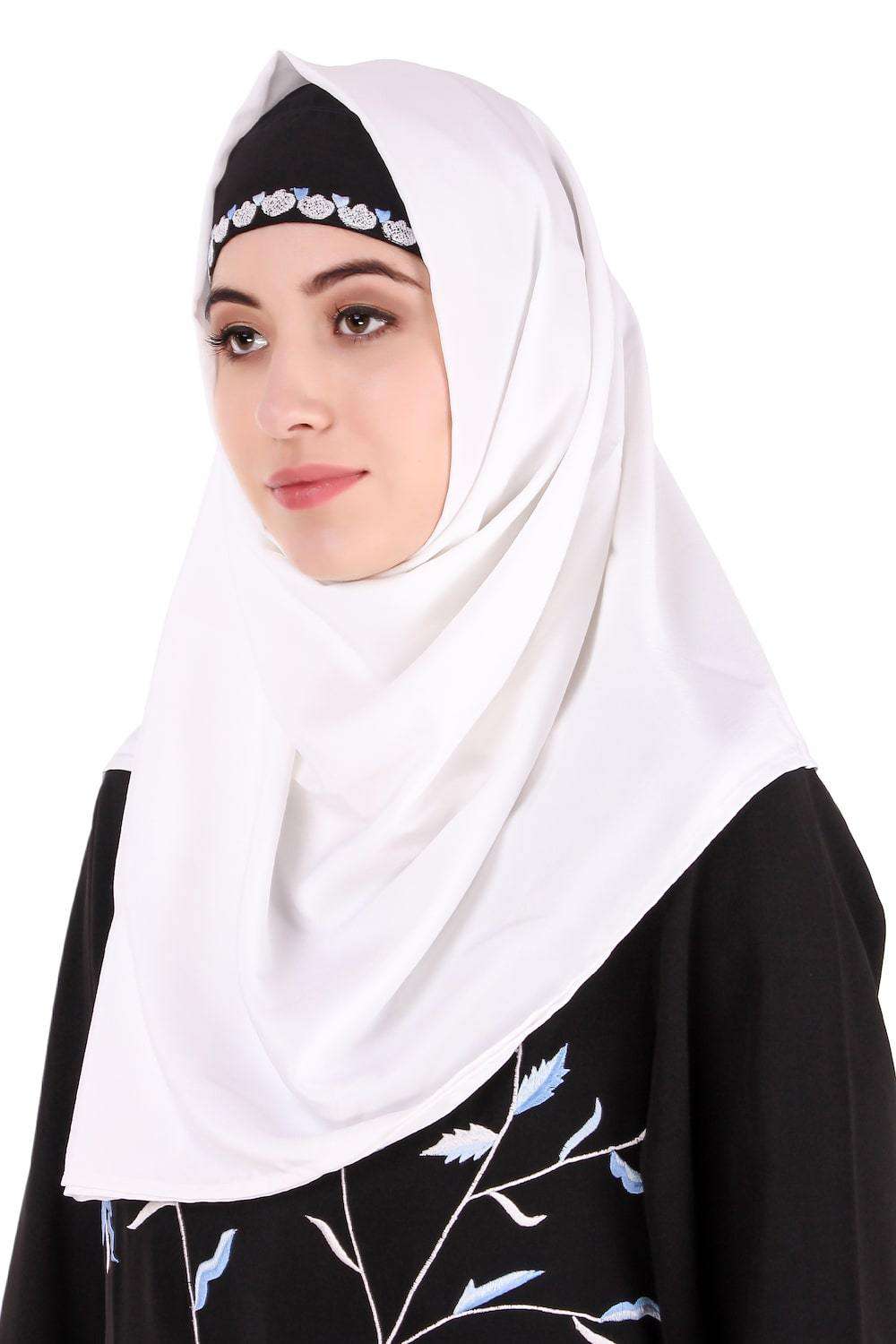 Elegant Black Nida Abaya with Leaf and Flower Embellishments - Perfect for Islamic Prayer, Eid Celebrations & Modest Fashion