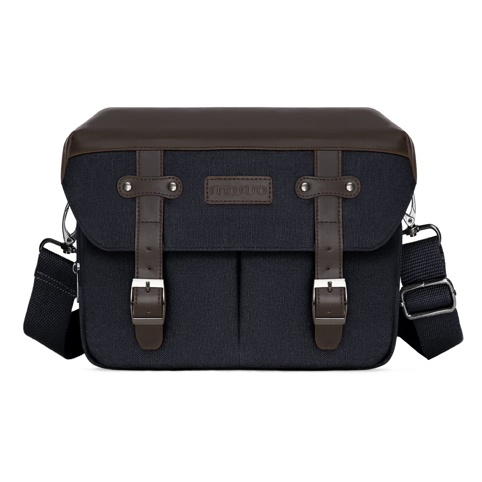 MOSISO Vintage PU Leather DSLR Camera Bag Crossbody Shoulder Messenger Bag for Canon Nikon Sony Mirrorless/SLR Cameras with Rain Cover - Perfect for Travel, Photography & Outdoor Adventures (Black)