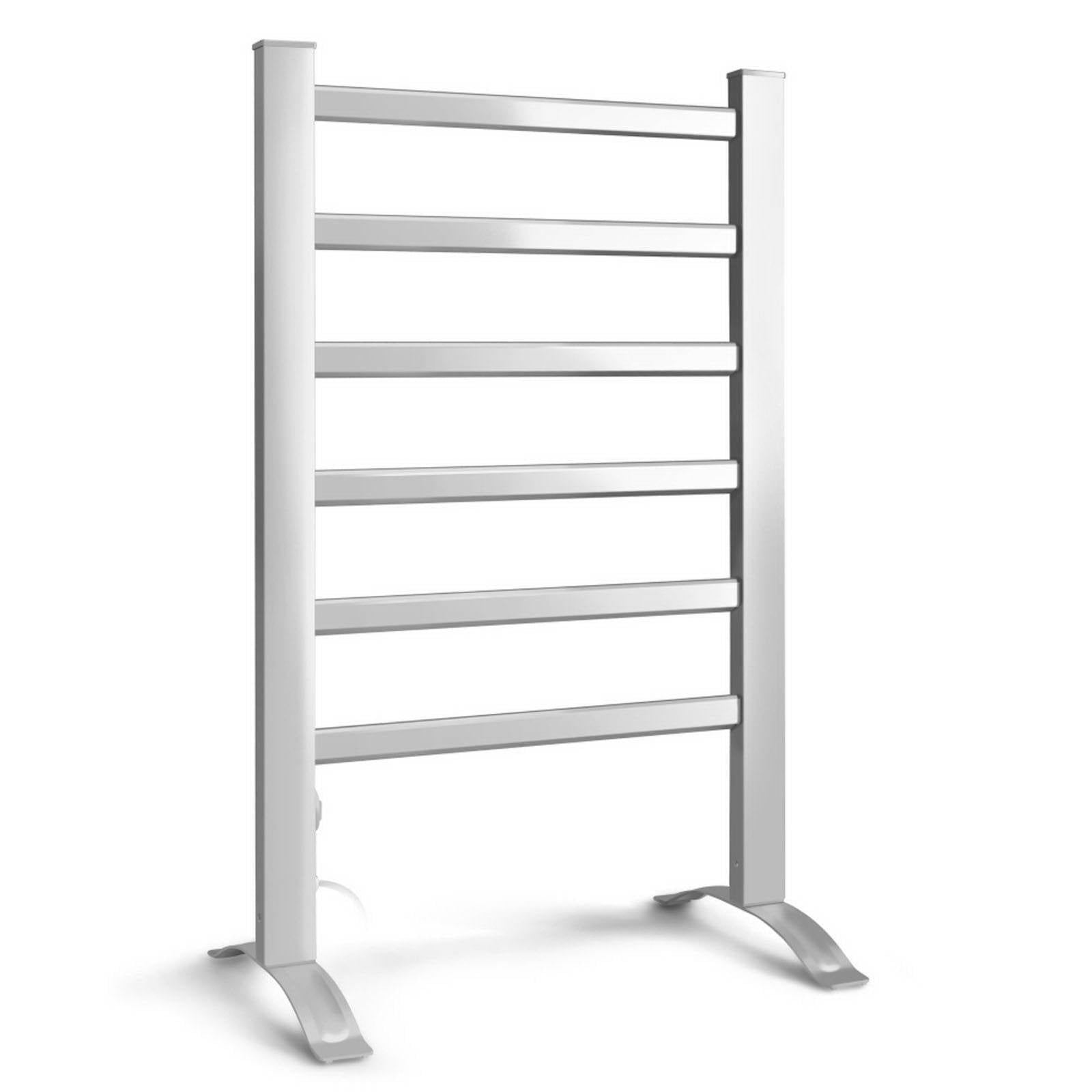 Devanti 6-Bar Electric Heated Towel Rail - Freestanding Bathroom Warmer for Towels & Clothes | Perfect for Spa, Bathroom & Laundry Room Use