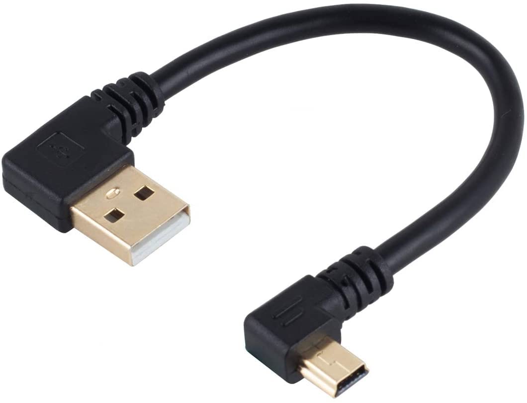 Herfair 12cm Right Angle Mini USB Cable - Gold Plated USB 2.0 to Mini USB B 5-Pin Charger & Data Sync Cord (3 Pack) - Perfect for Smartphones, Cameras, MP3 Players & Portable Devices