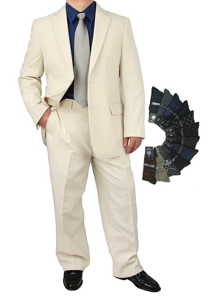 Premium 2-Piece Men's Slim Fit Suit Set with Free Dress Socks - Formal Business Attire for Weddings, Interviews & Office Wear
