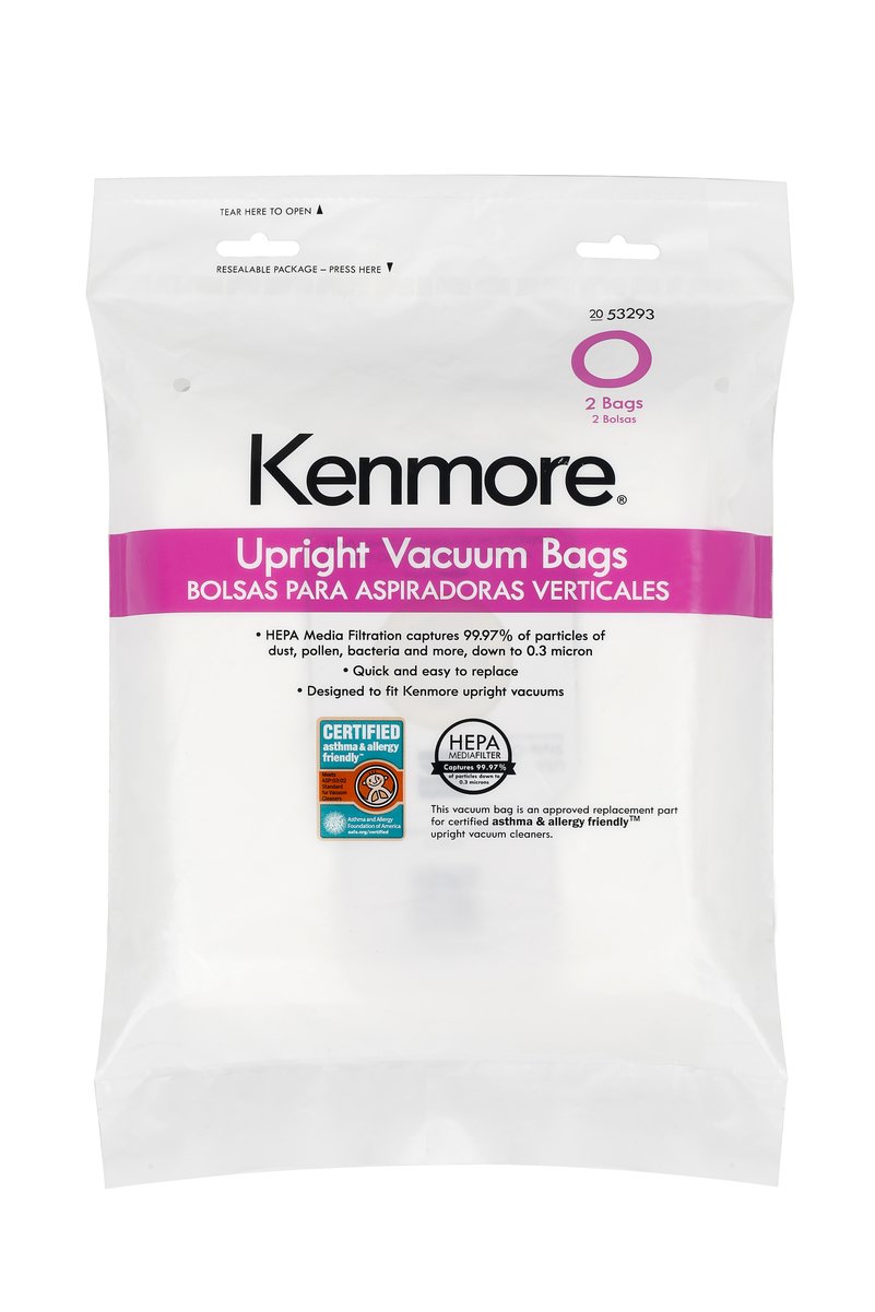 Kenmore 53293 HEPA Vacuum Bags for Kenmore Upright Vacuum Cleaners - 2 Pack, White | Allergy & Dust Control | Perfect for Pet Hair, Allergen Removal & Deep Cleaning