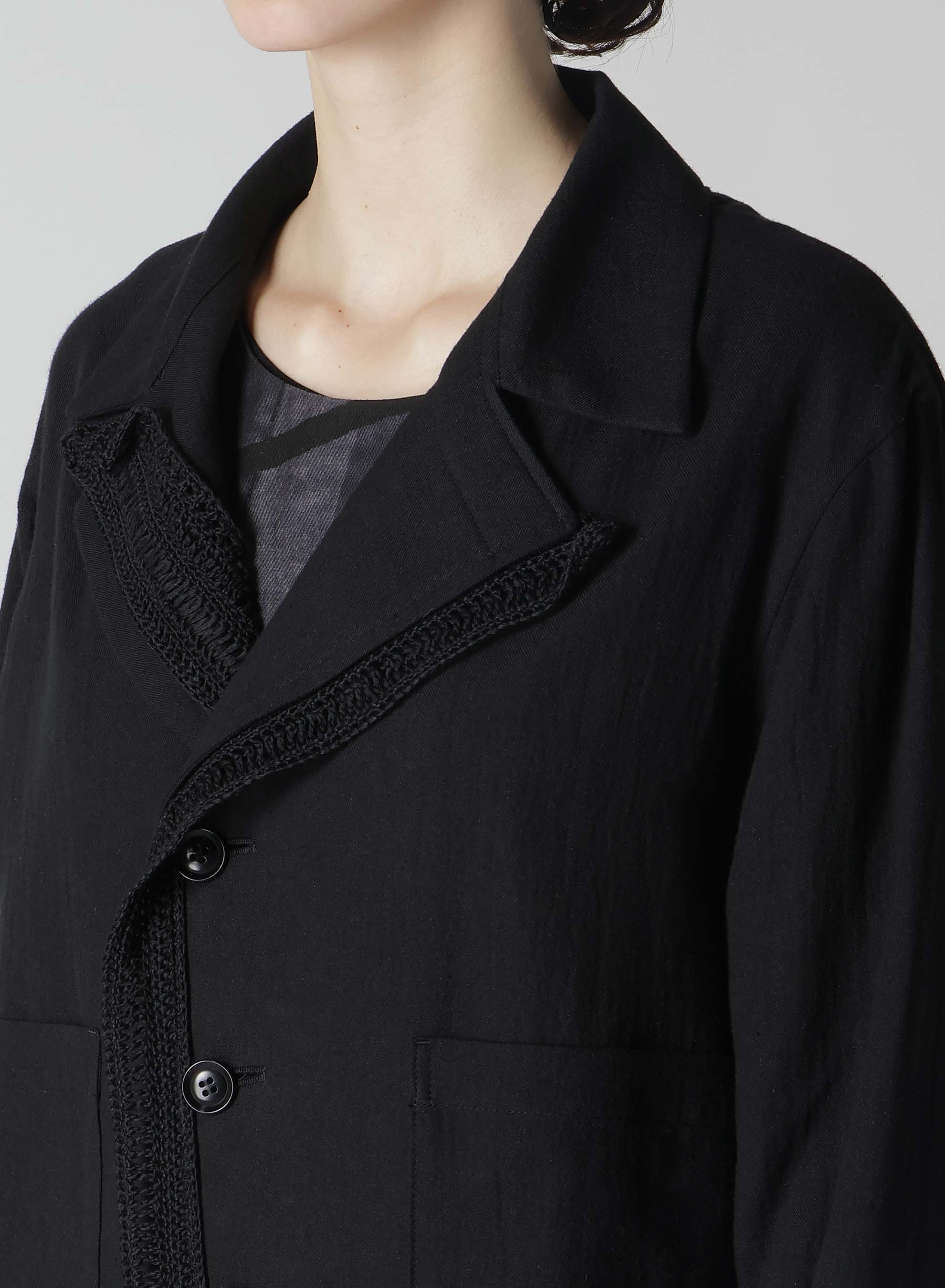 Soft Cotton Flax Viyella Crochet 3-Button Blouson Jacket for Women - Perfect for Spring Layering & Casual Outfits