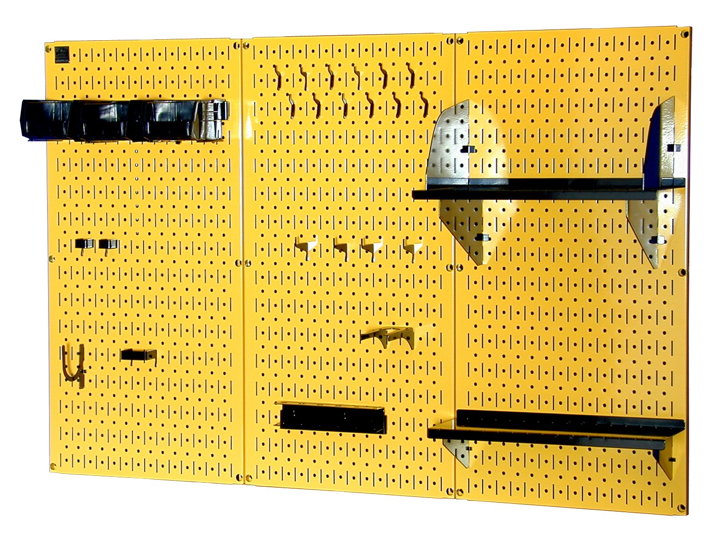 Wall Control 30-WRK-400 YB 4-Foot Pegboard Organizer - Metal Tool Storage Kit with Yellow Pegboard & Black Accessories | Garage Workshop Organization, DIY Tool Wall Storage, Home Improvement Projects