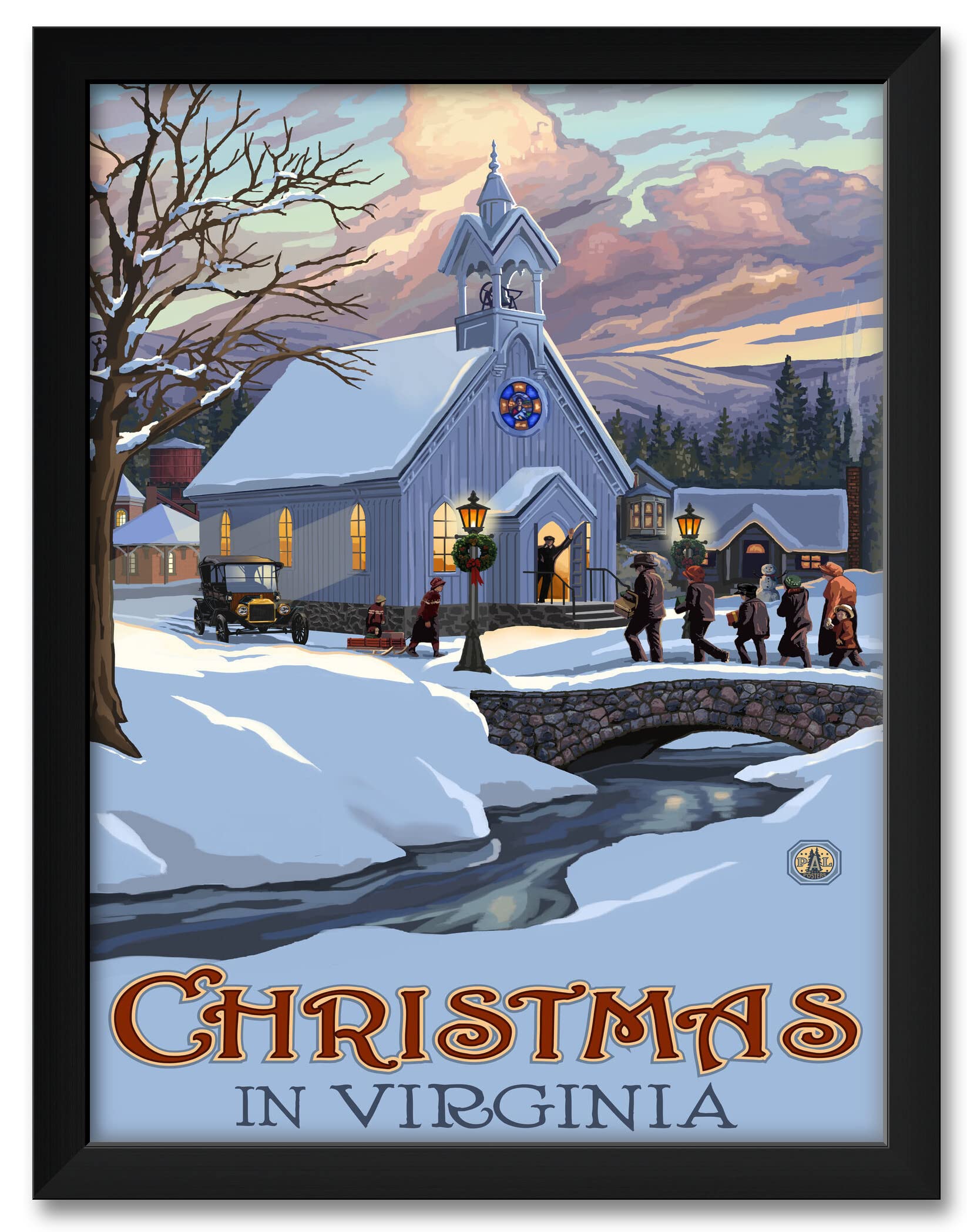 Virginia & New England Christmas Framed Art Print by Paul A. Lanquist - 20x26 Inch Holiday Wall Decor for Home, Office & Gift Giving