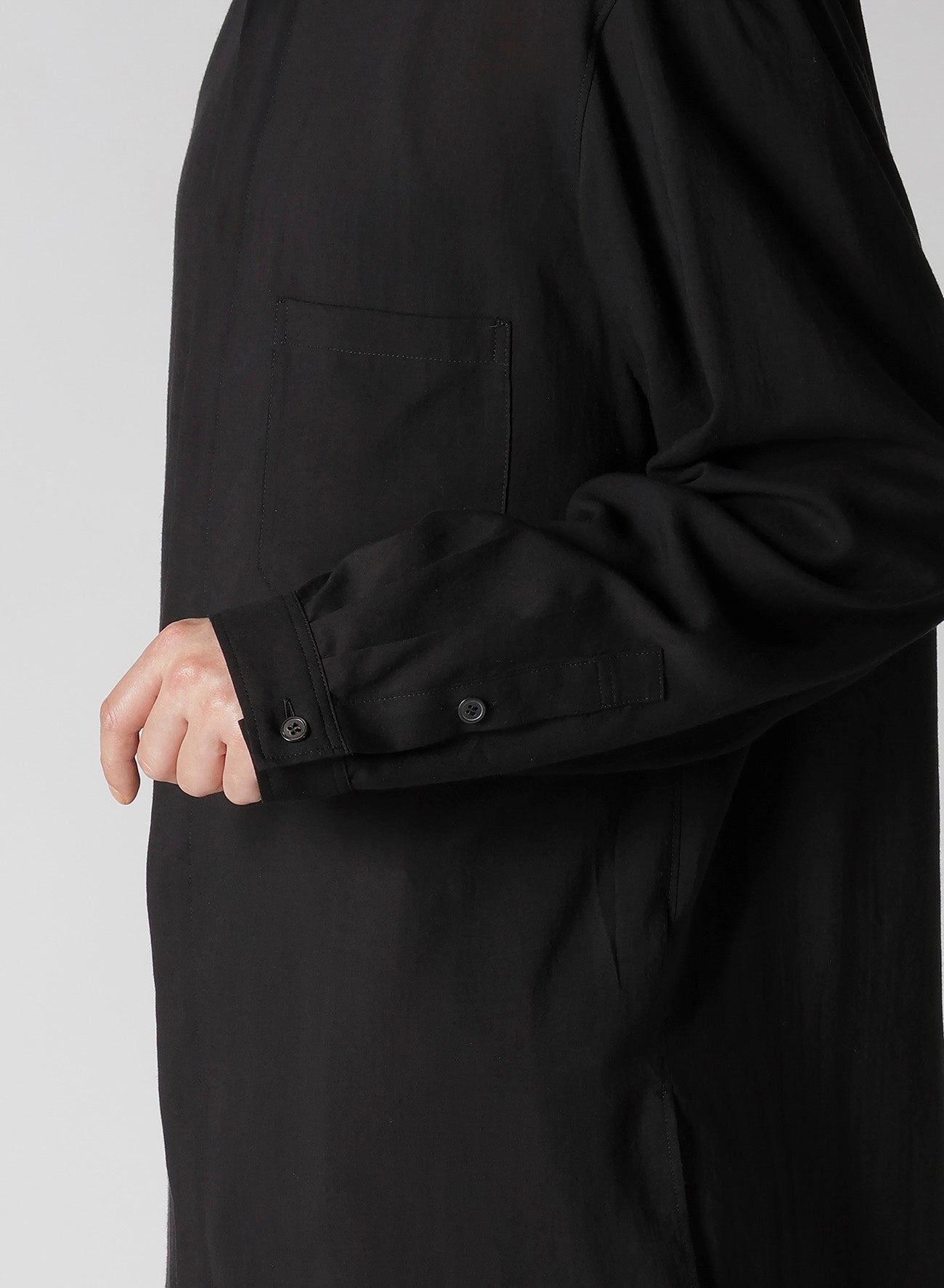 Men's Cellulose Lawn Black Loop Button Down Placket Shirt - Casual Office Wear & Summer Outfits