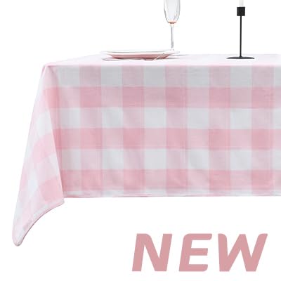 Gingham Pink-yarn Dyed-cutton-tablecloth
