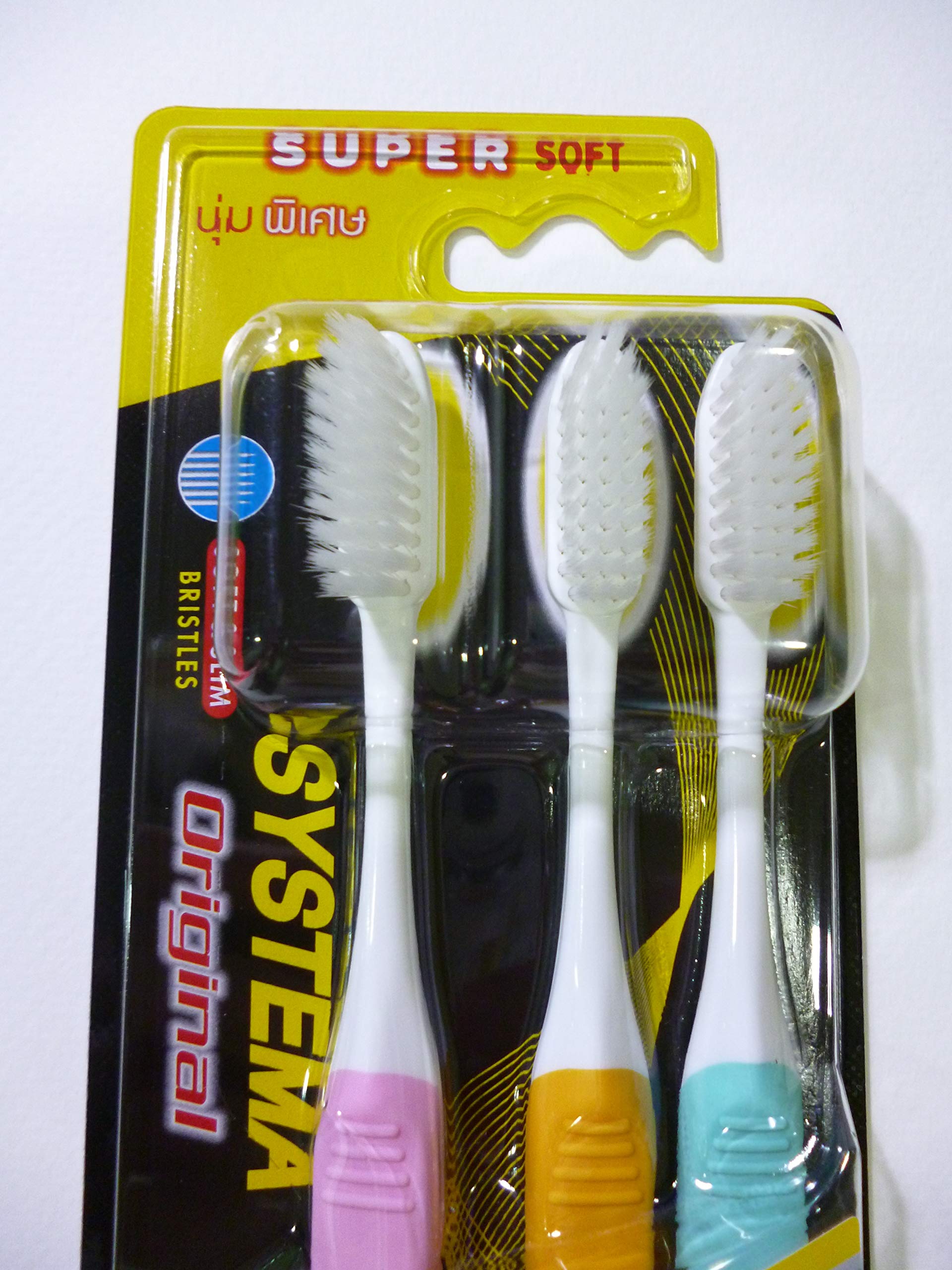 Systema Original Super Soft & Slim Bristles Toothbrushes - 3 Pack Family Set for Gentle Cleaning & Gum Care | Perfect for Travel, Home & Office Use