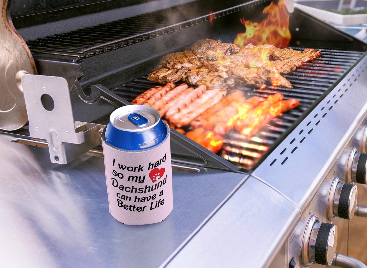 96-Pack Heart Paw Print Can Coolers for Dog Lovers - Perfect Gift for Dachshund Owners & Men Who Work Hard - Keep Drinks Cold at BBQs, Parties & Outdoor Adventures