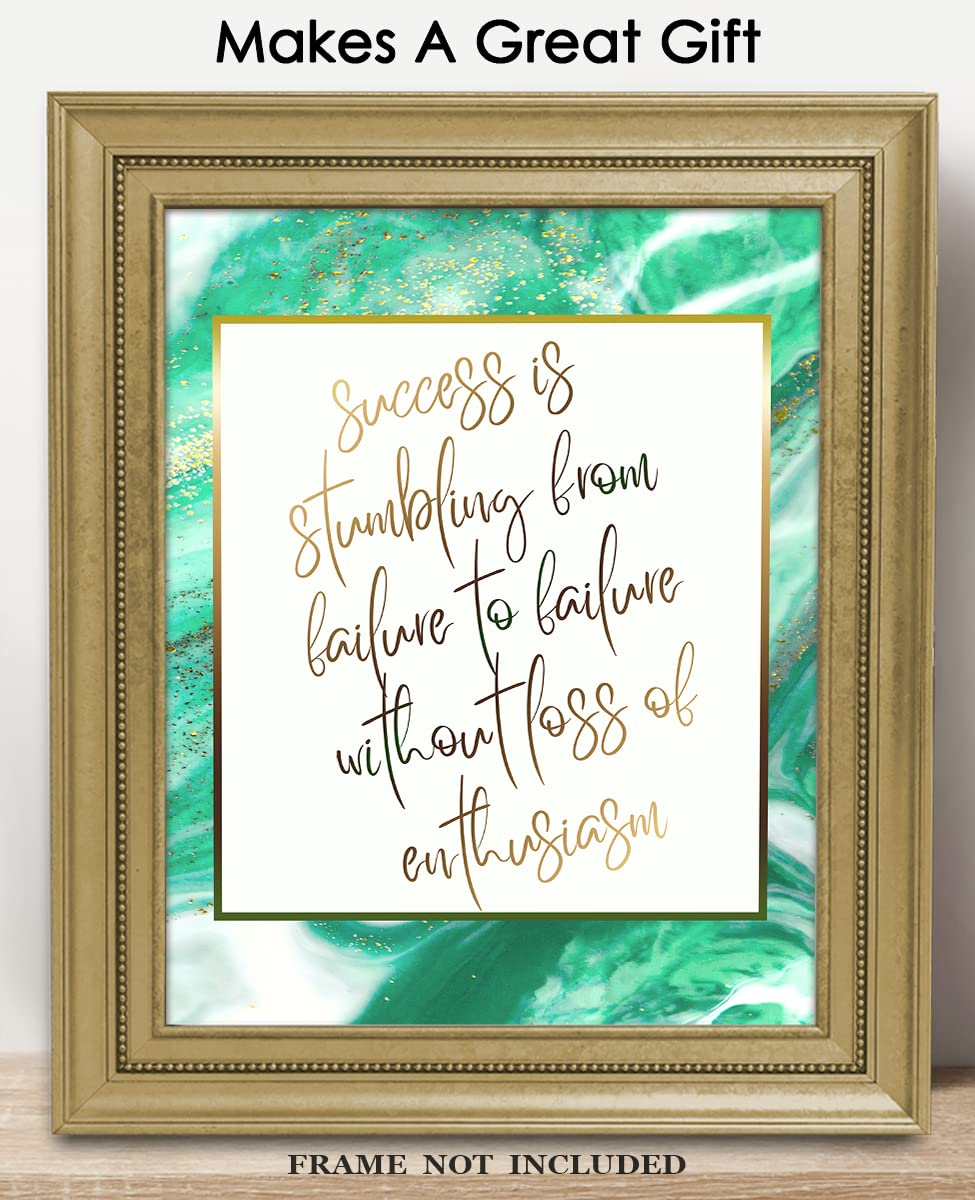8x10 Inspirational Wall Art for Kids & Adults - Positive Affirmations Motivational Poster 'Success is Stumbling from Failure to Failure' - Perfect for Home, Office, Classroom & Nursery Decor
