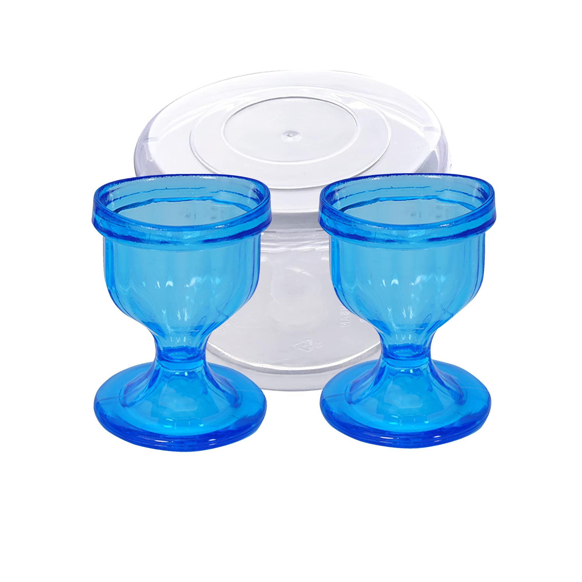 Blue Eye Wash Cups with Storage Container - Set of 2 for Eye Rinse, Cleansing, Dust & Makeup Removal - Perfect for First Aid, Contact Lens Care & Travel Use