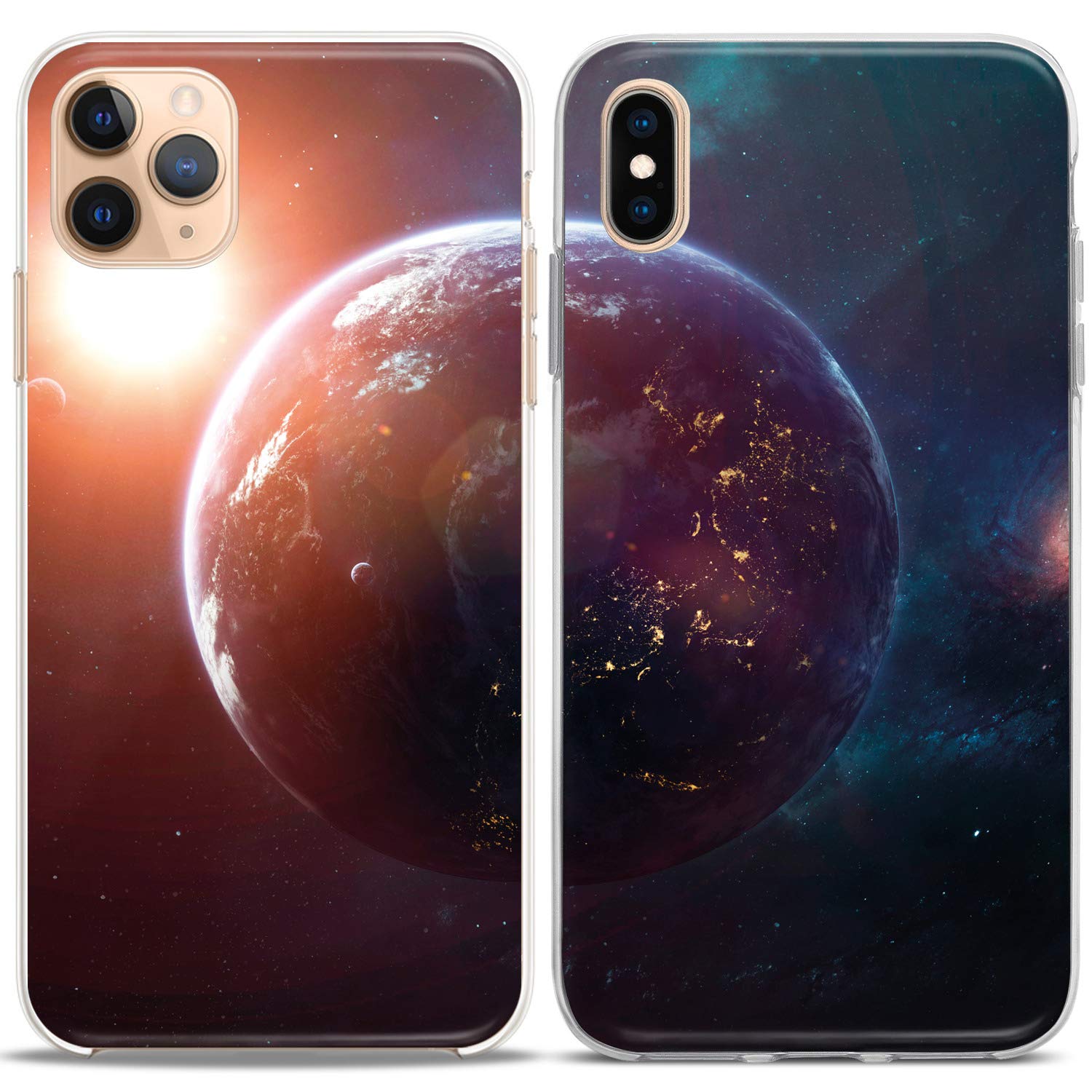 **Matching Couple Phone Cases for iPhone 16/15/14/13/12/11/Pro Max/Mini/Xs/X/6s/8 Plus/7+/Xr/10/SE/5 & Galaxy - Cute Space Planet Design - Best Gift for Boyfriend, Girlfriend, BFF, Couples - Durable Silicone Cover - Perfect for Anniversaries, Valentine's Day & Everyday Use**
