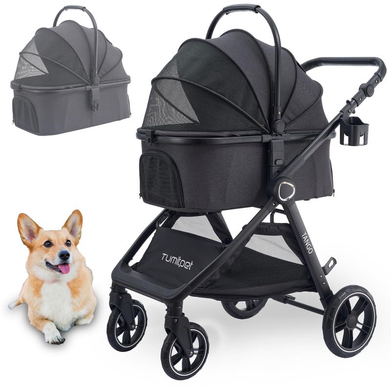 Tango Pet Stroller - 3-in-1 Folding Dog & Cat Carrier for Small to Medium Pets | Removable Travel Stroller for Dogs & Cats | Perfect for Park Walks, Vet Visits & Shopping Trips