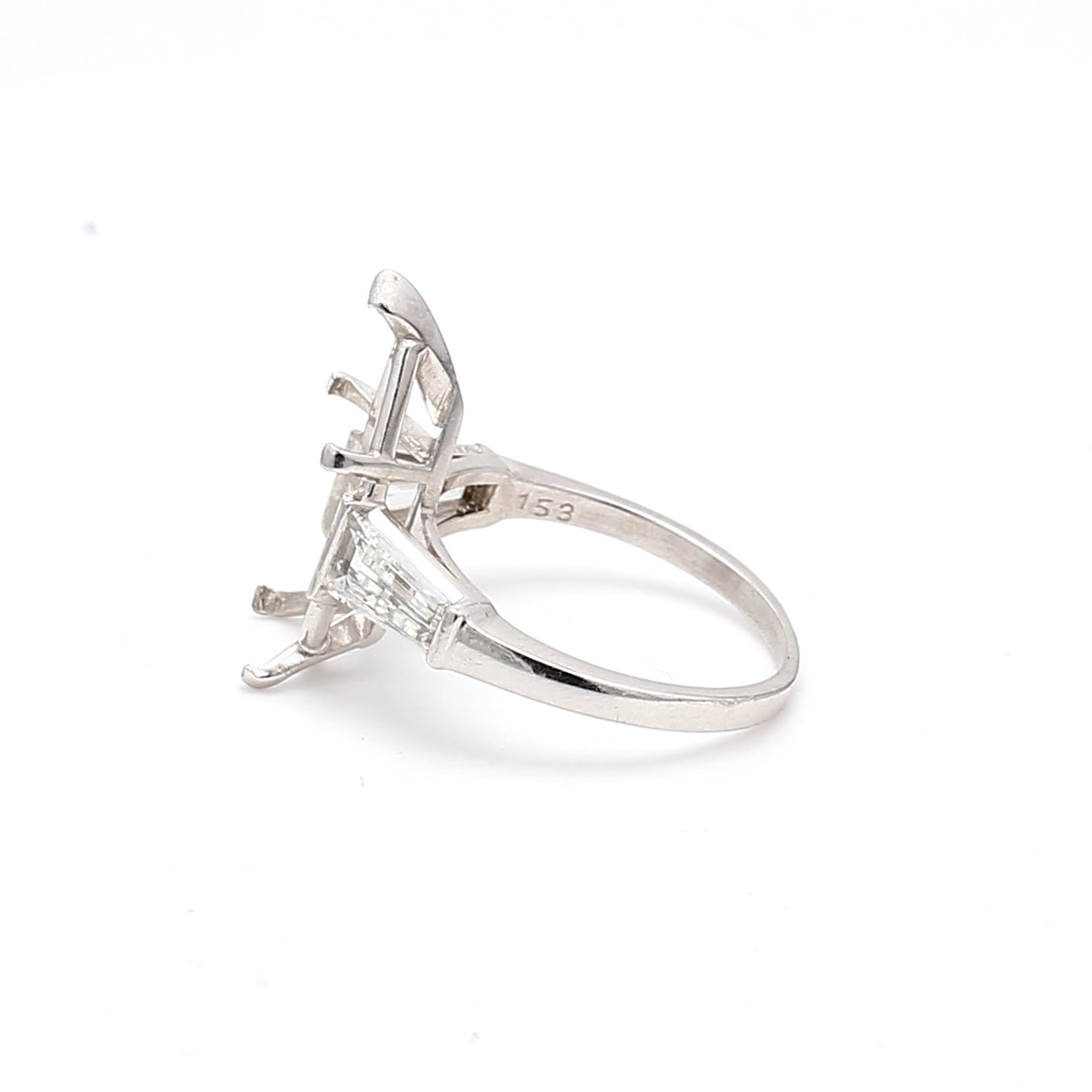 0.80 Carat Baguette Cut H VS2 Diamond Platinum Semi Mount Ring for Engagement, Wedding, or Anniversary - Perfect Bridal Jewelry Gift