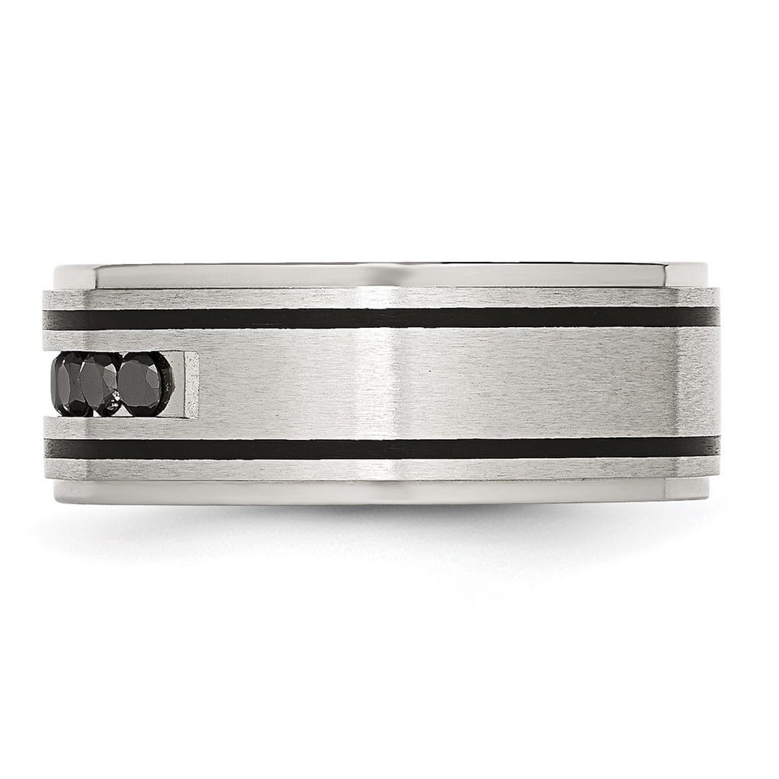 Stainless Steel Black Plated Diamond Ring for Women - Elegant Jewelry Gift for Anniversary, Wedding & Special Occasions