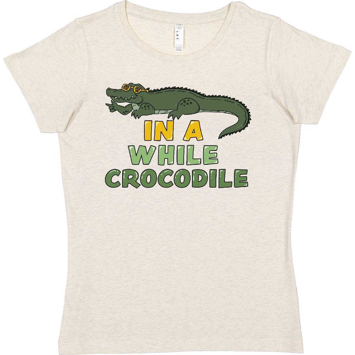 Inktastic 'In a While Crocodile' Graphic Women's T-Shirt with Cool Green Crock Design - Perfect for Casual Wear, Animal Lovers & Funny Gift Ideas
