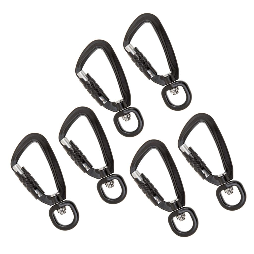 Self Locking Carabiner Clip - Heavy Duty D-Ring Keychain Hook with Rotating Ring for Outdoor Hiking, Camping, Hammock, Backpack, Gear Organization (2 Pack)