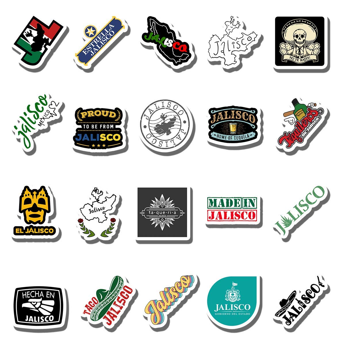 20 PCS Colorful Waterproof Vinyl Stickers Pack - Aesthetic Jalisco Design for Water Bottles, Laptops, Cars, Bikes, Luggage, Guitars & Skateboards - Perfect for DIY Decoration, Personalization & Gift Giving