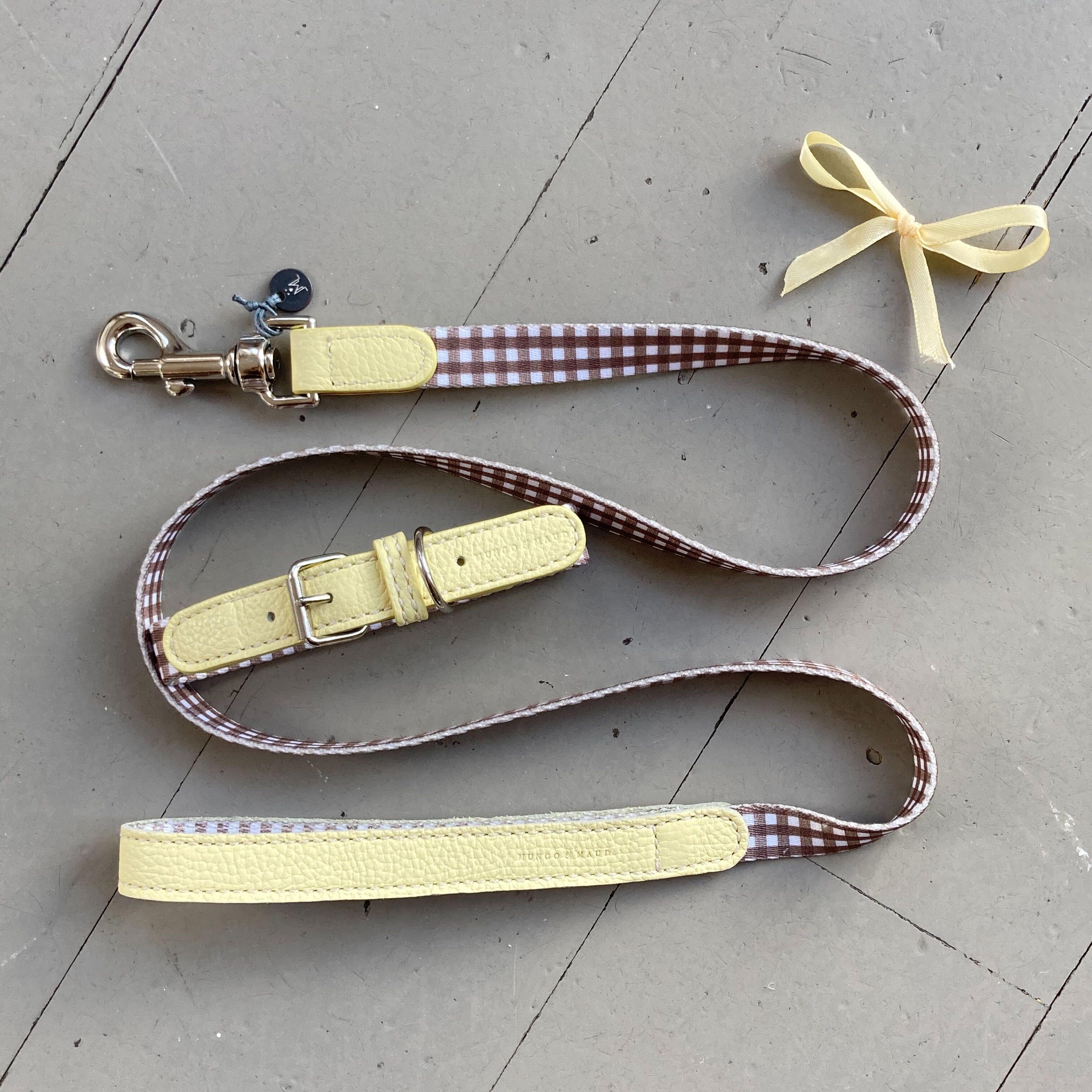 Clara Check Dog Collar - Adjustable Nylon Pet Collar with ID Tag Ring | Perfect for Small, Medium & Large Dogs | Walking, Training & Outdoor Adventures