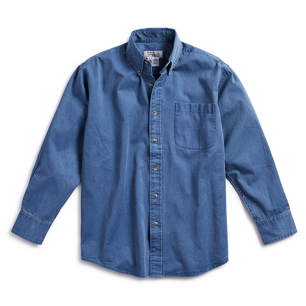 Murray's Toggery Shop Nantucket Blue Work Shirt - Durable Cotton Button-Up for Men | Perfect for Casual Workwear & Outdoor Activities