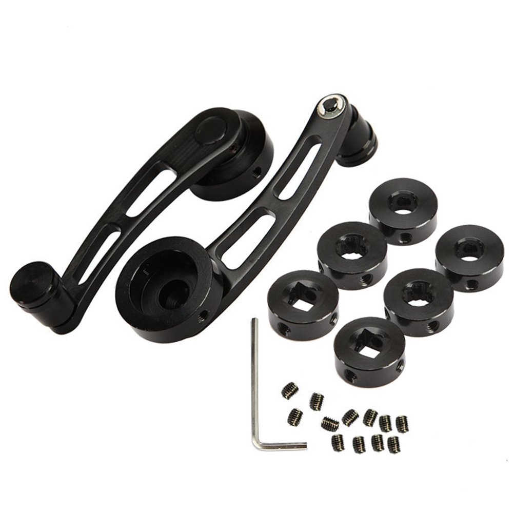 ALAVENTE Universal Car Window Crank Handle Winder - Billet Aluminum Replacement for Wagon & Truck Door Windows (Pair, Black) - Easy DIY Installation & Smooth Operation