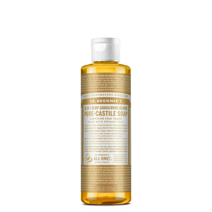 Dr. Bronners Pure Castile Liquid Soap - Sandalwood & Jasmine Scent | Organic, Vegan & Cruelty-Free Body Wash | Perfect for Shower, Bath & Hand Washing