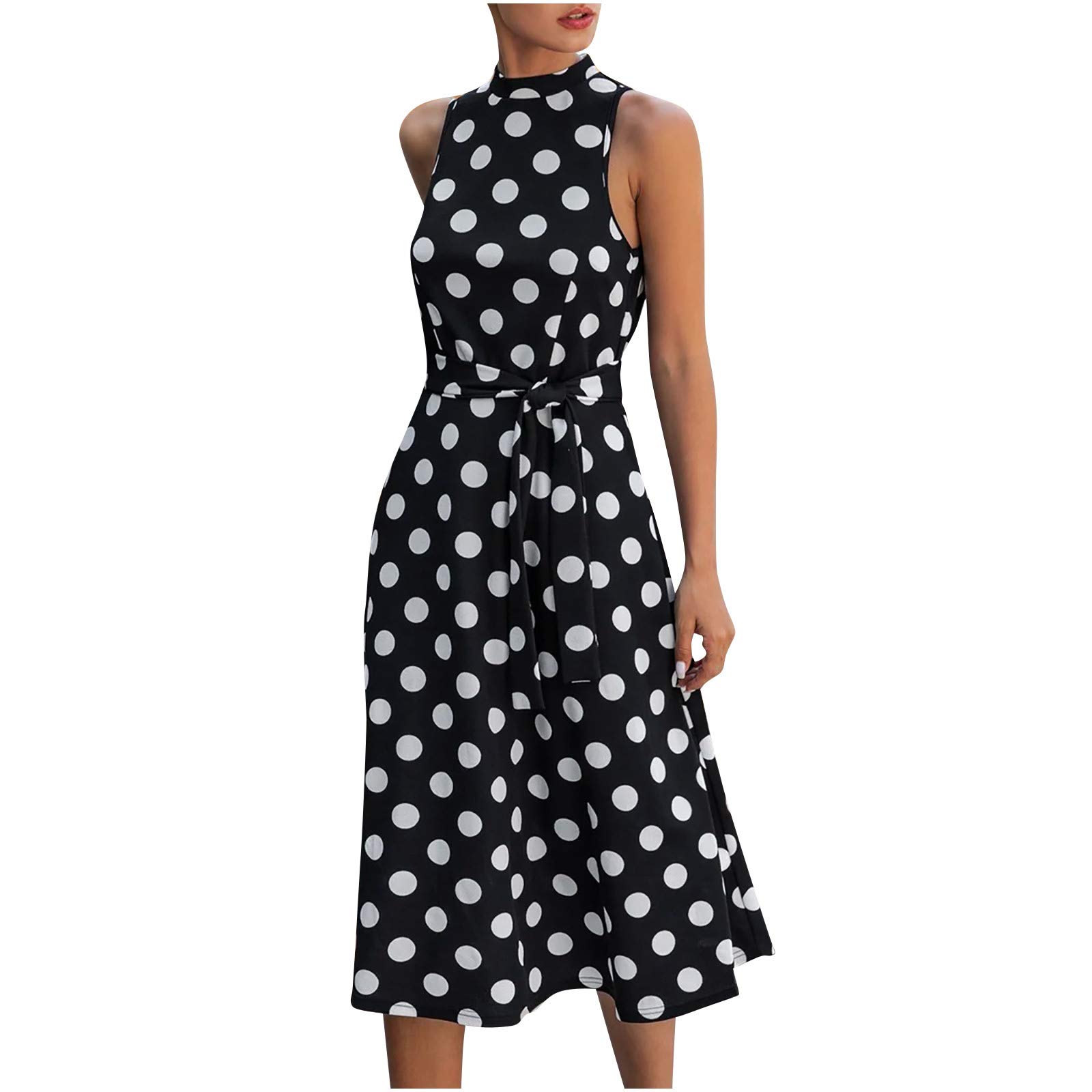 Women's Floral Print Sleeveless Knee-Length Draped Dress - Summer Casual Party Guest Dress for Weddings, Cocktails & Special Occasions