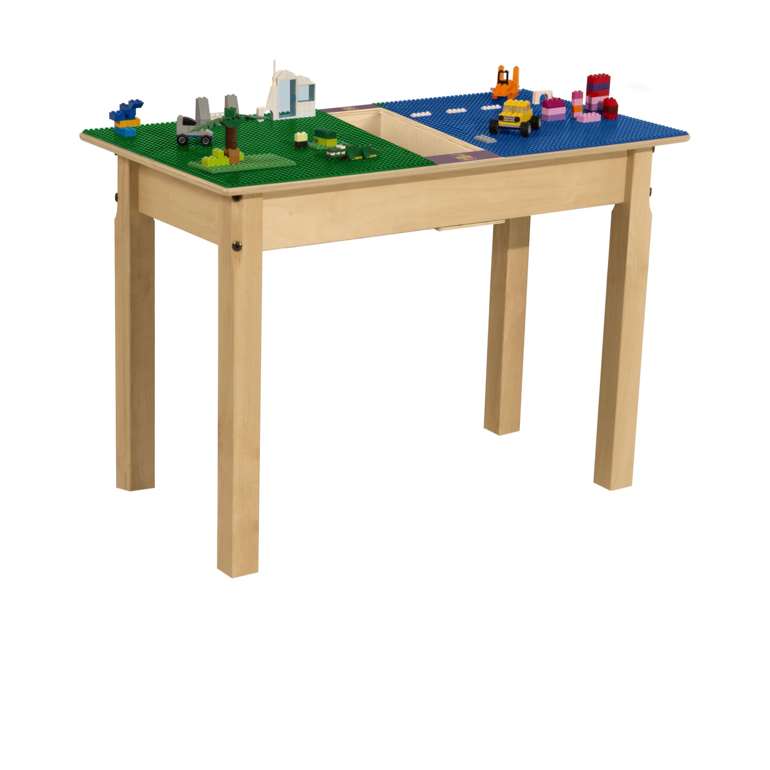 Time-2-Play Kids Activity Play Table - Compatible with Lego Bricks, Durable Birch Plywood Construction, 35