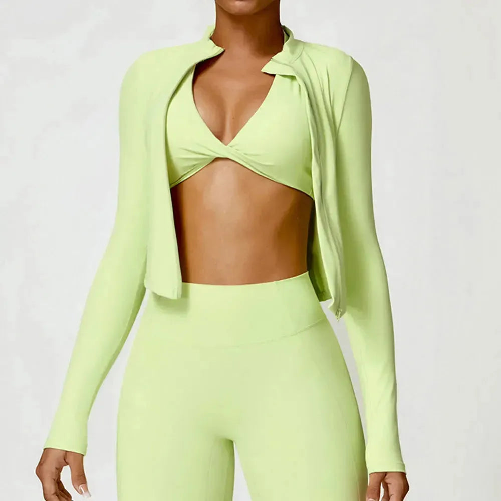 Women's Long Sleeve Yoga Top - Breathable Workout Shirt with Zipper Jacket for Gym, Running & Cycling | Push Up Sportswear for Women | Perfect for Yoga, Fitness Training & Outdoor Activities