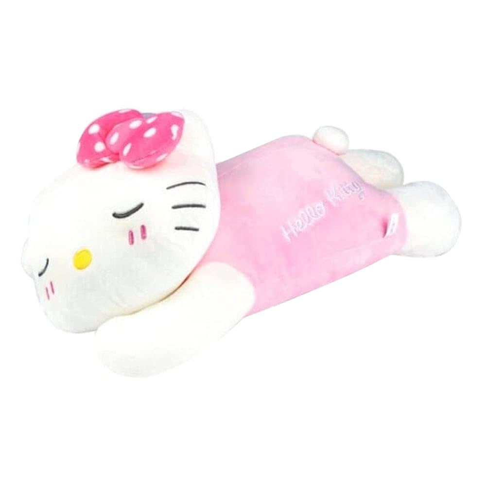 Hello Kitty Plush Toy - Cute Pink Ribbon Sleeping Stuffed Animal for Girls, Kids Room Decor, Birthday Gift, Anime Collectible & Bedtime Companion