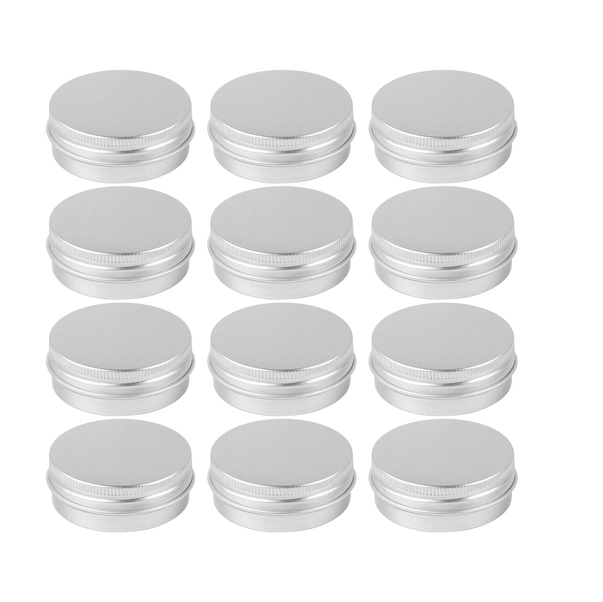 **12 Pack 1 oz Round Aluminum Tins with Lids - Silver Empty Containers for Candle Making, DIY Crafts, Lip Balm, Cosmetic Storage | Perfect for Home, Gifts & Travel**